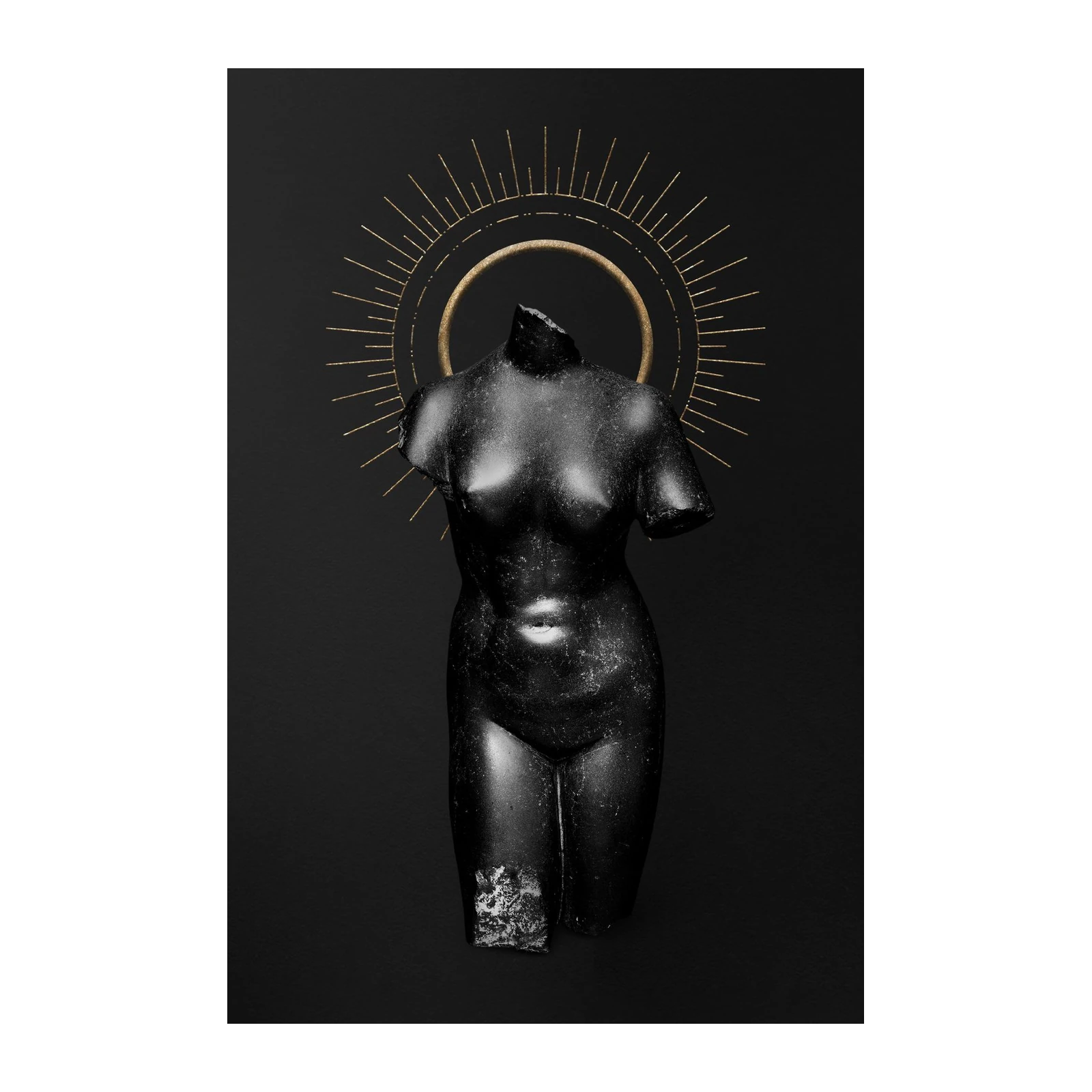 Elegant Venus Torso with Gold Aura Wall Art