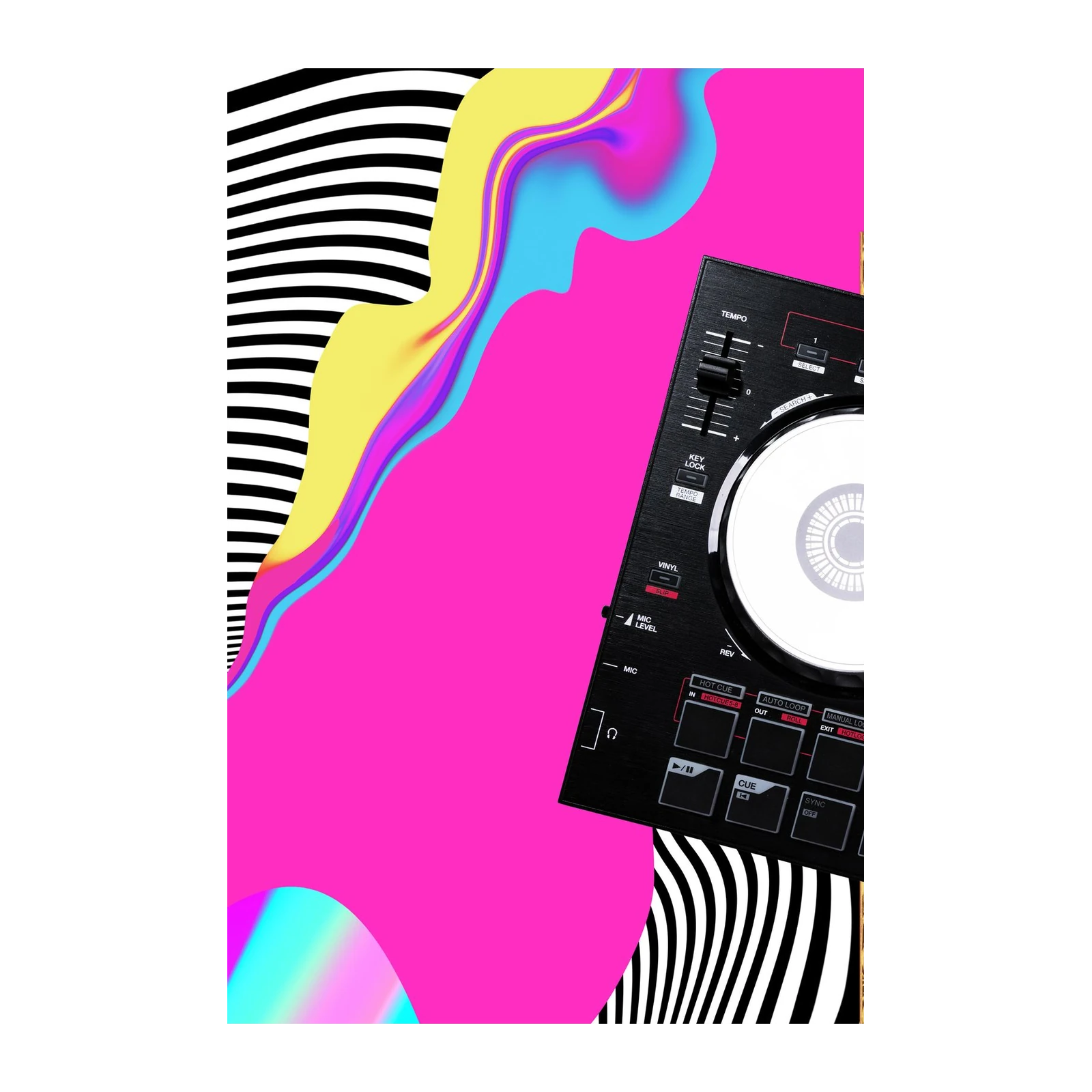 Vibrant DJ Deck Abstract Wall Art