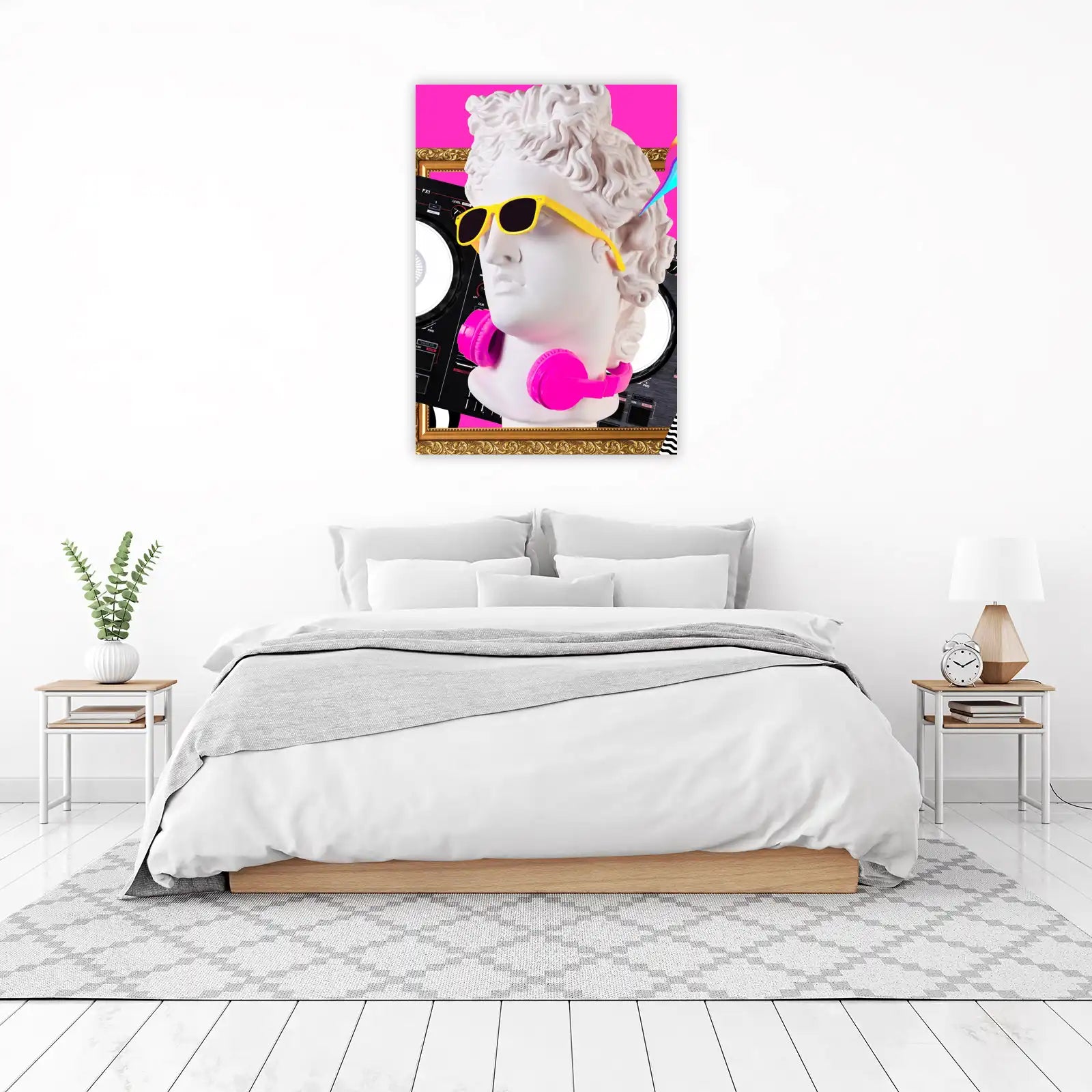 Retro DJ Statue Yellow Sunglasses Wall Art