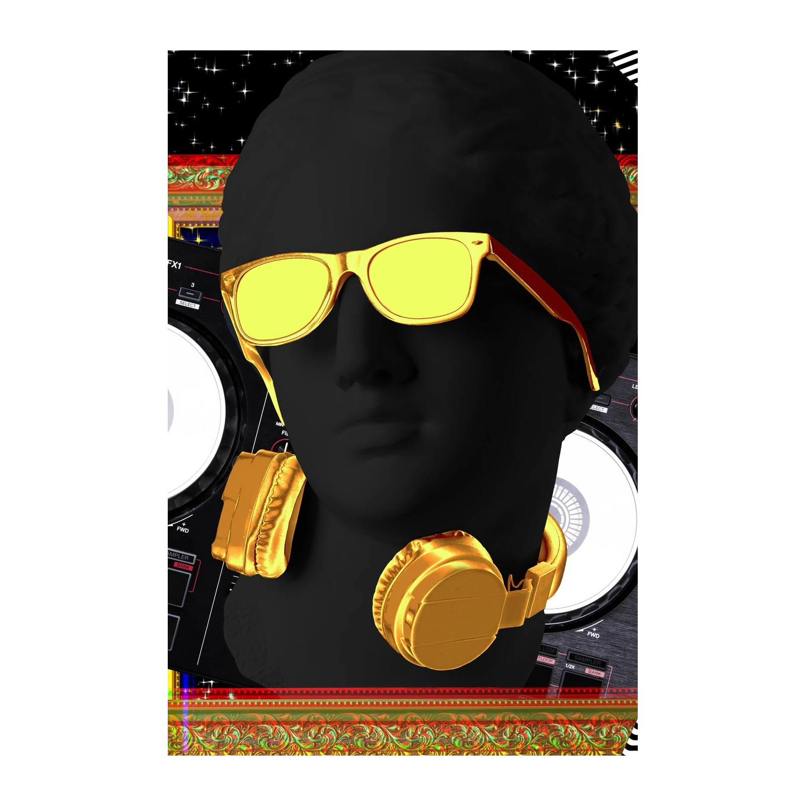 Gold DJ Sculpture Wall Art