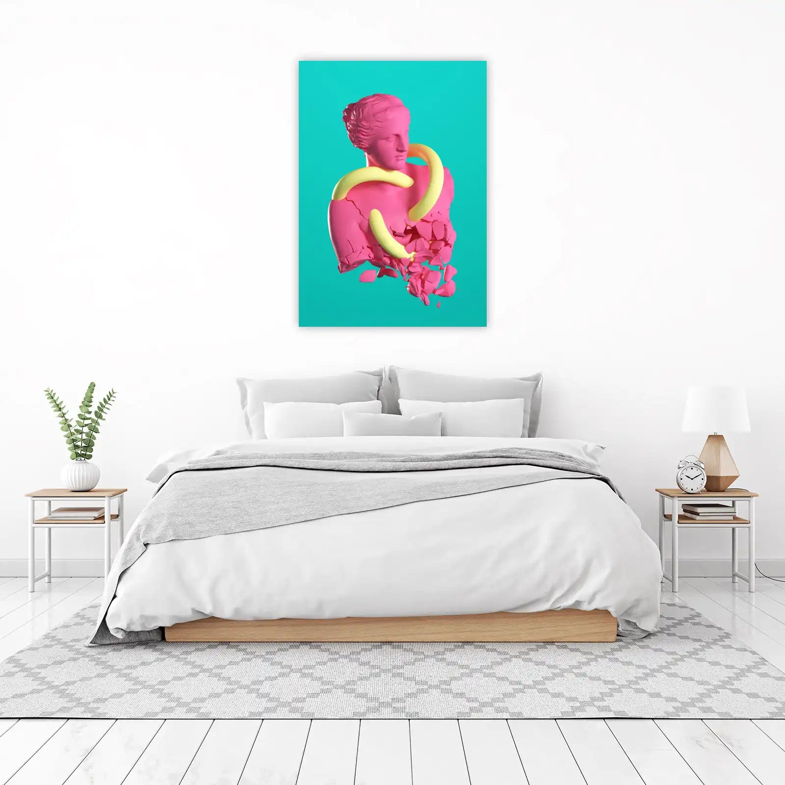 Vibrant Pink Venus Bust & Yellow Loop Wall Art