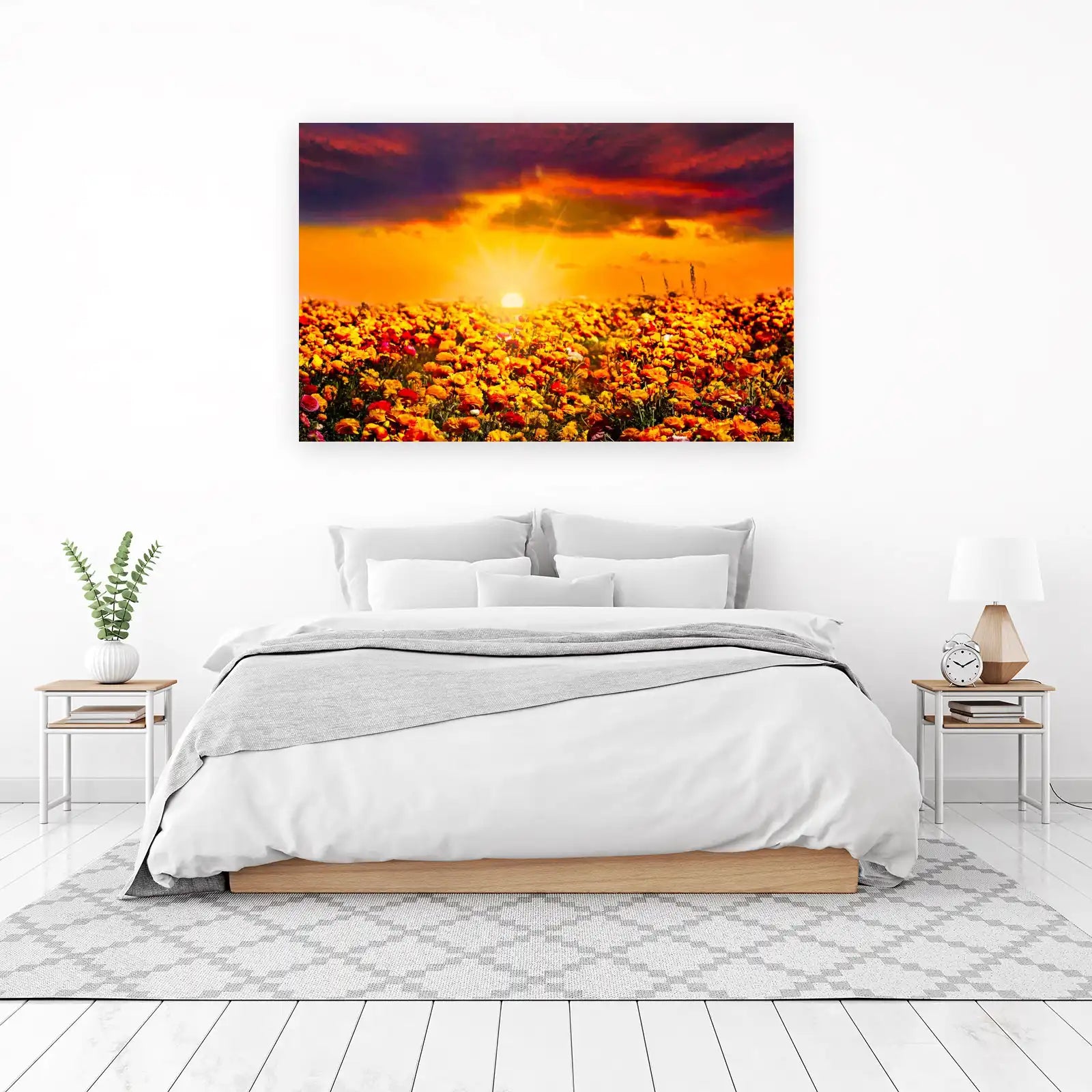 Vibrant Sunset Floral Field Wall Art