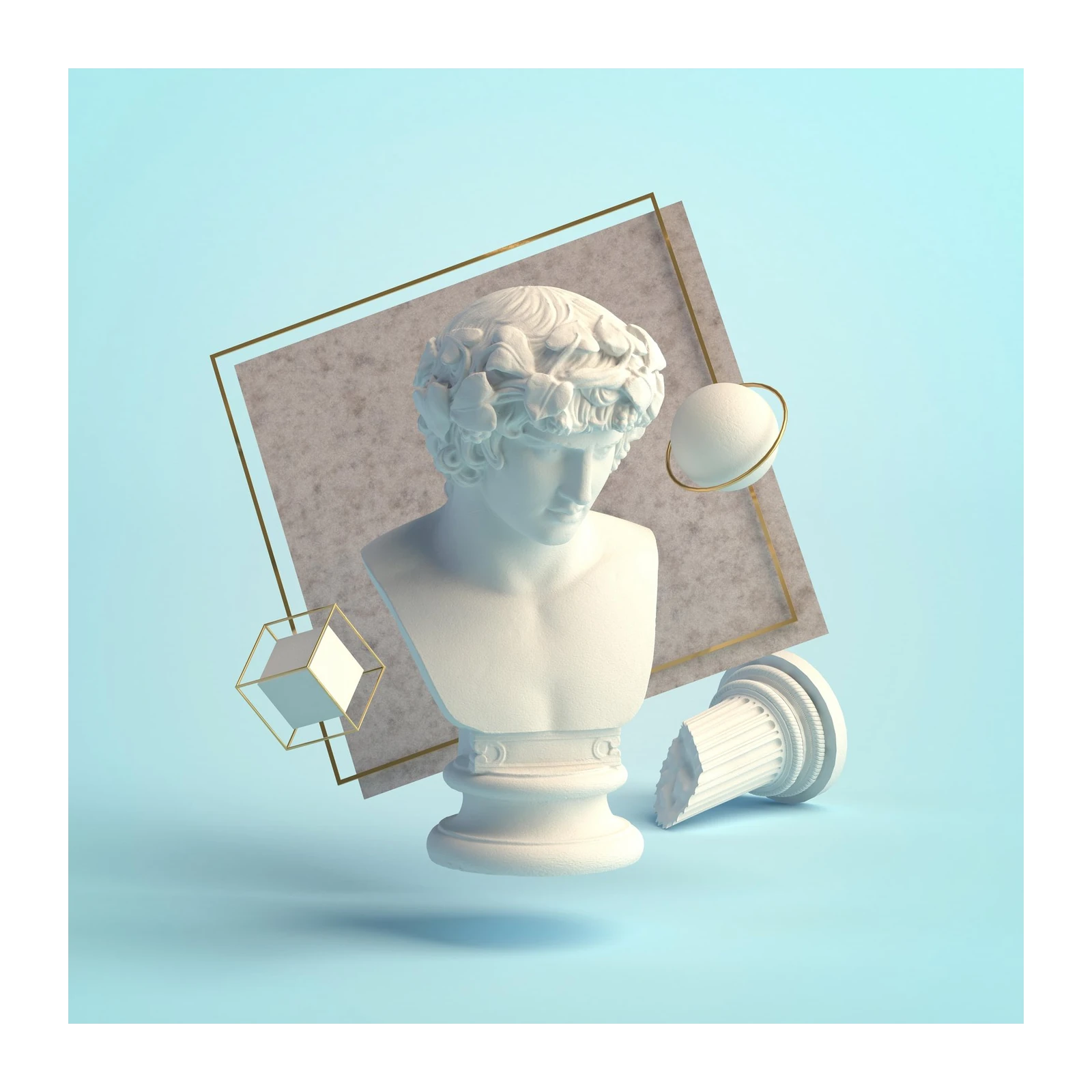 Modern Greek Bust & Geometric Art Wall Art