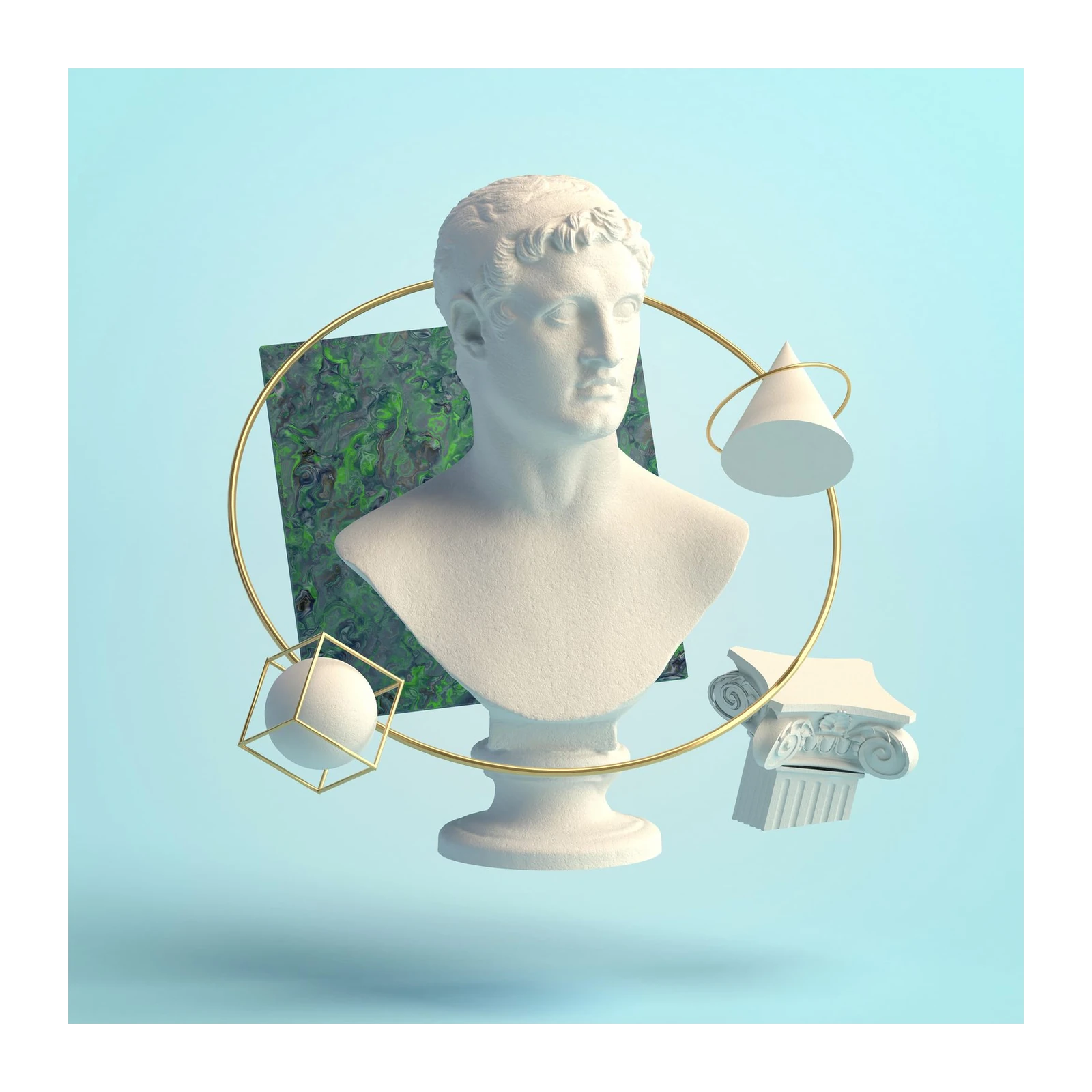 Modern Abstract Bust & Geometric Gold Wall Art