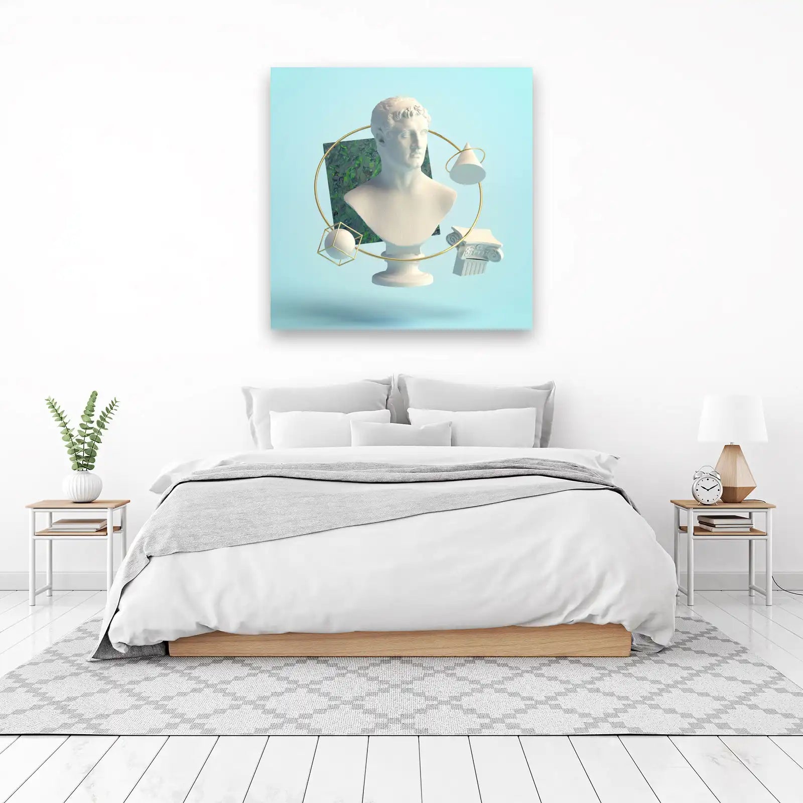 Modern Abstract Bust & Geometric Gold Wall Art