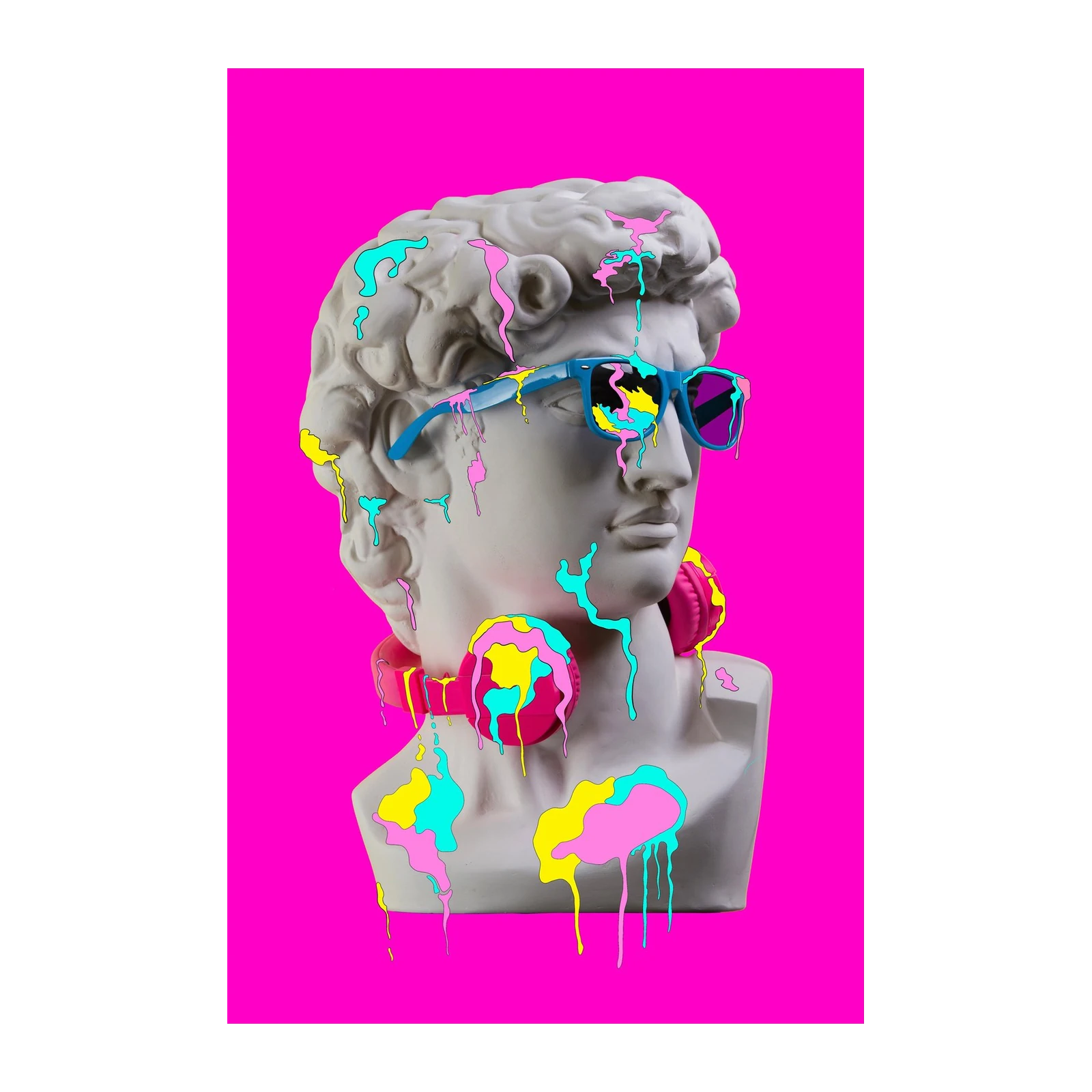 Dripping David Sunglasses & Headphones Wall Art
