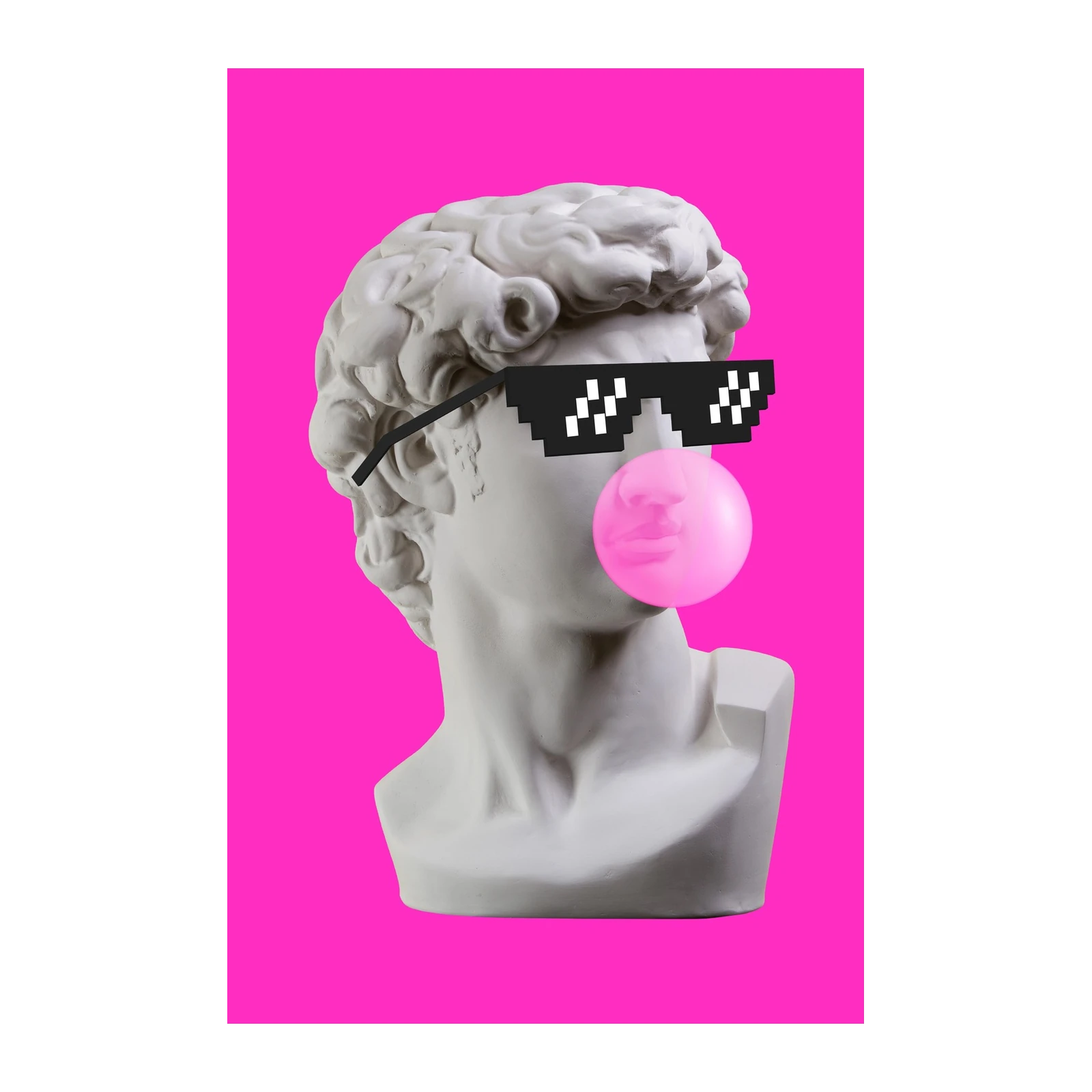 Playful David Bust Bubblegum Cool Wall Art