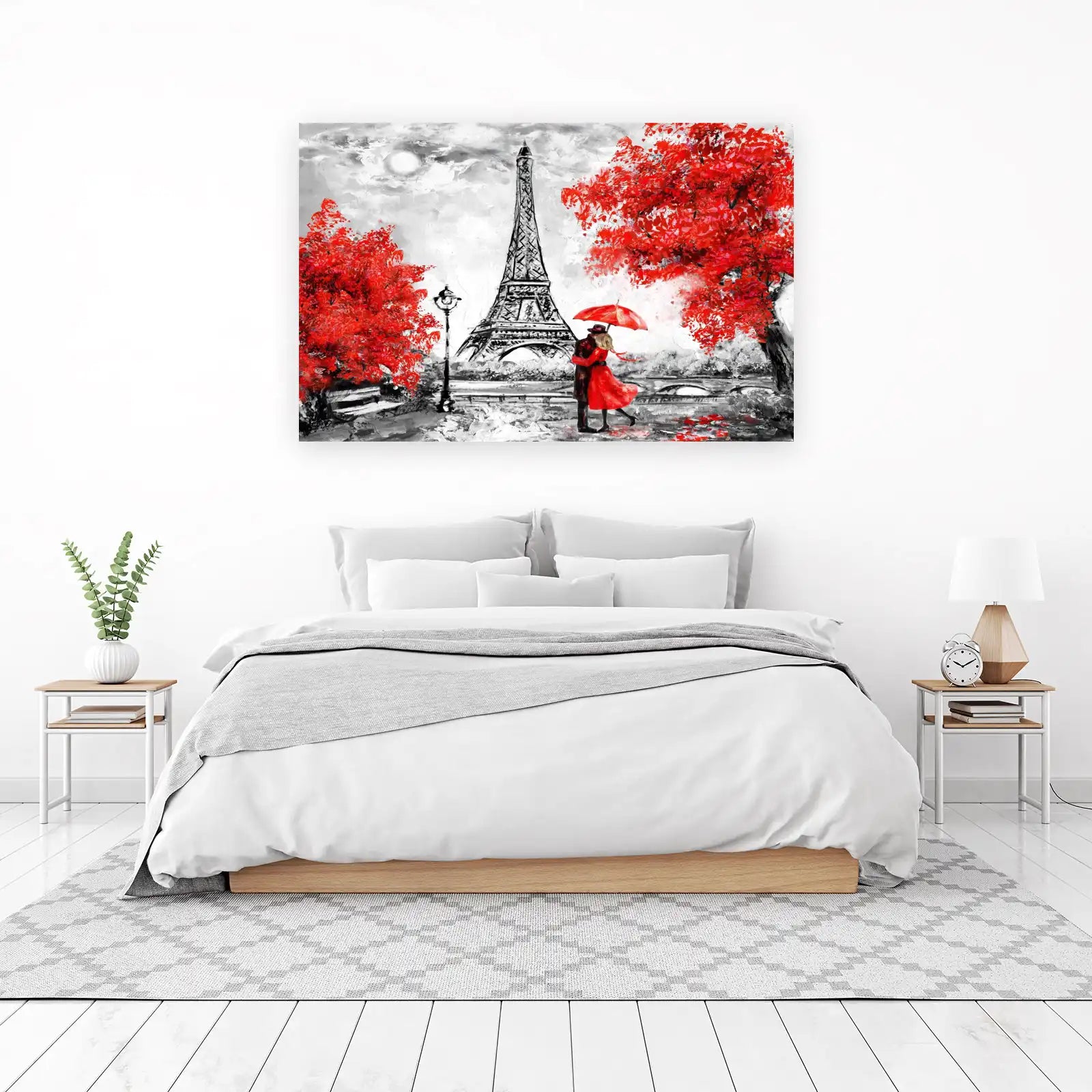 Romantic Paris Love Scene Eiffel Tower Wall Art