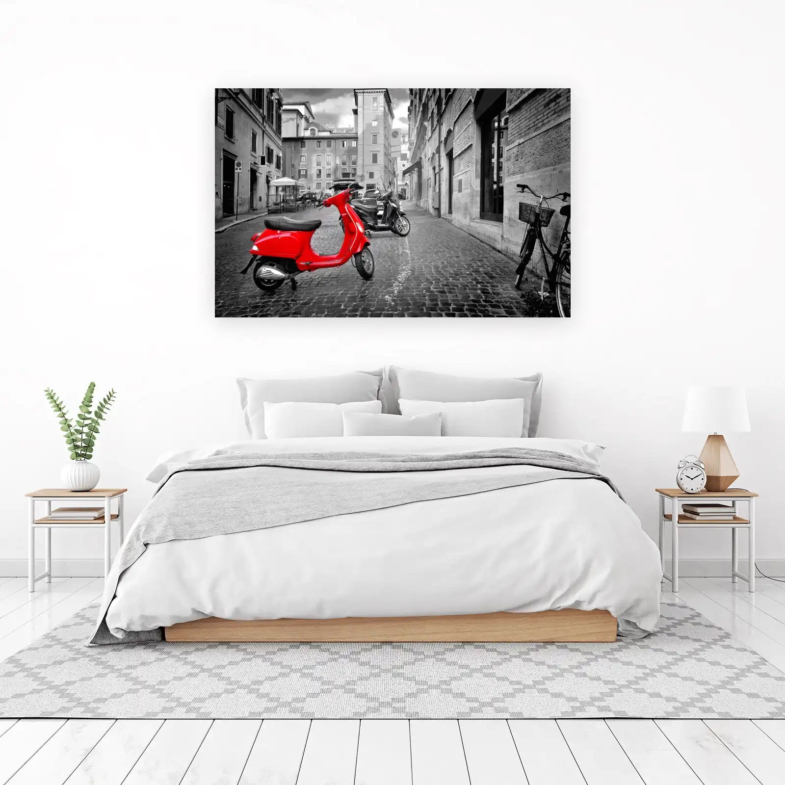 Vespa Street Scene Red Scooter Wall Art