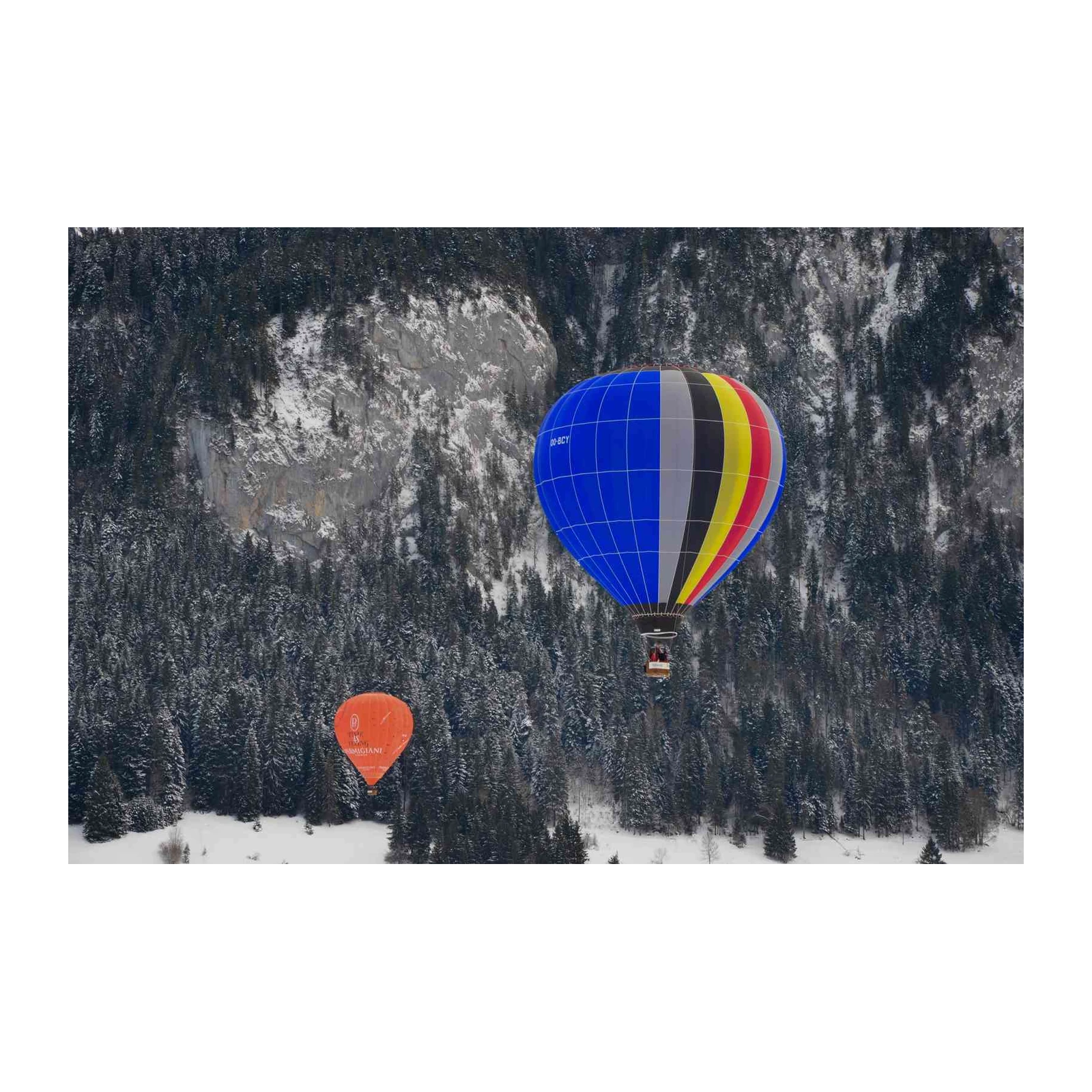 Adventure Awaits: Hot Air Balloons Over Snowy Mountains Wall Art
