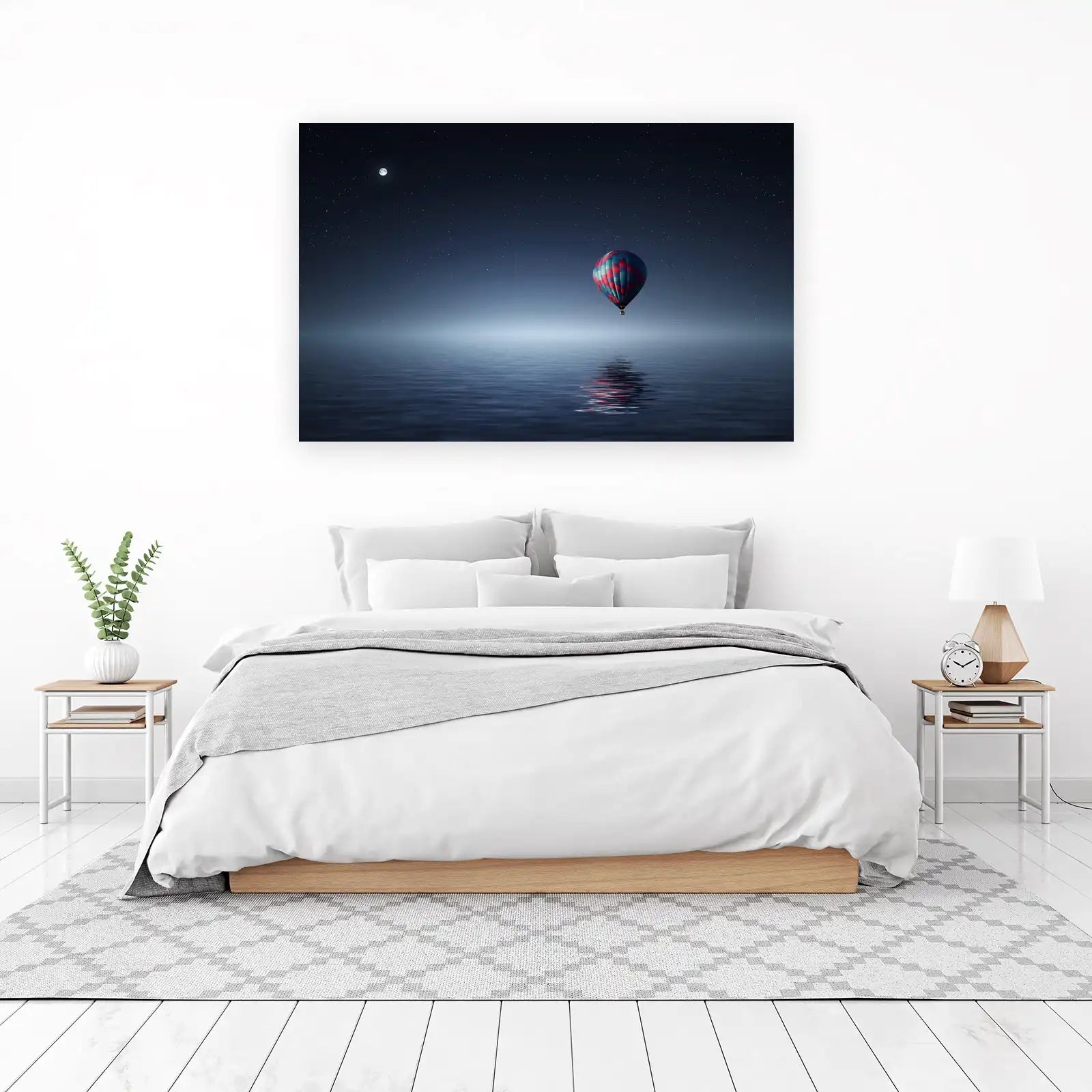 Dreamy Hot Air Balloon Starry Night Wall Art
