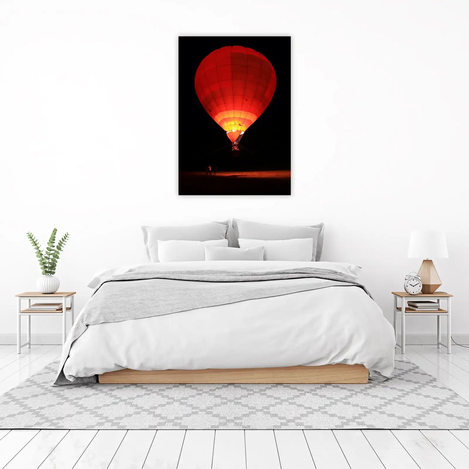 Vibrant Red Hot Air Balloon Wall Art