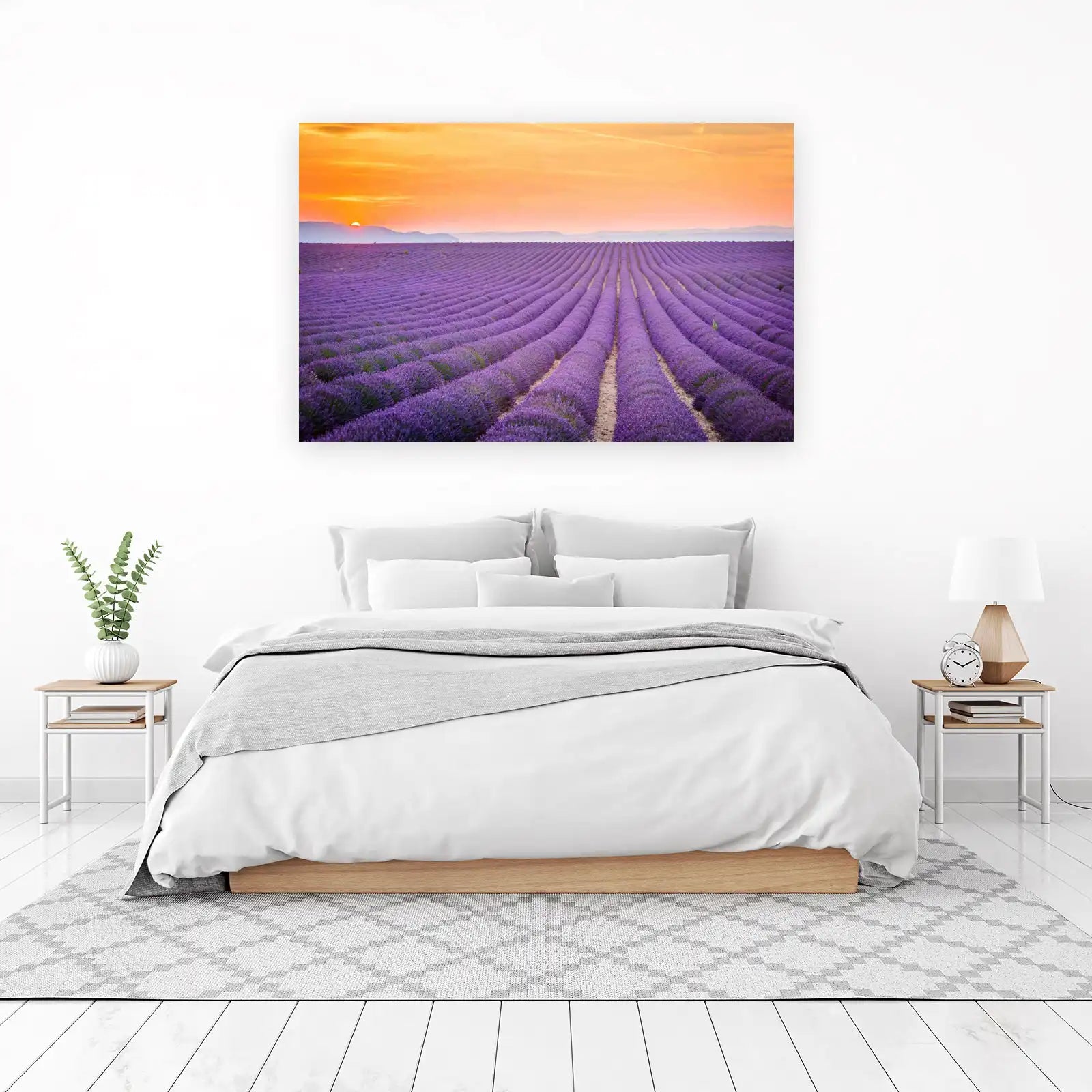 Serene Lavender Field Sunset Wall Art