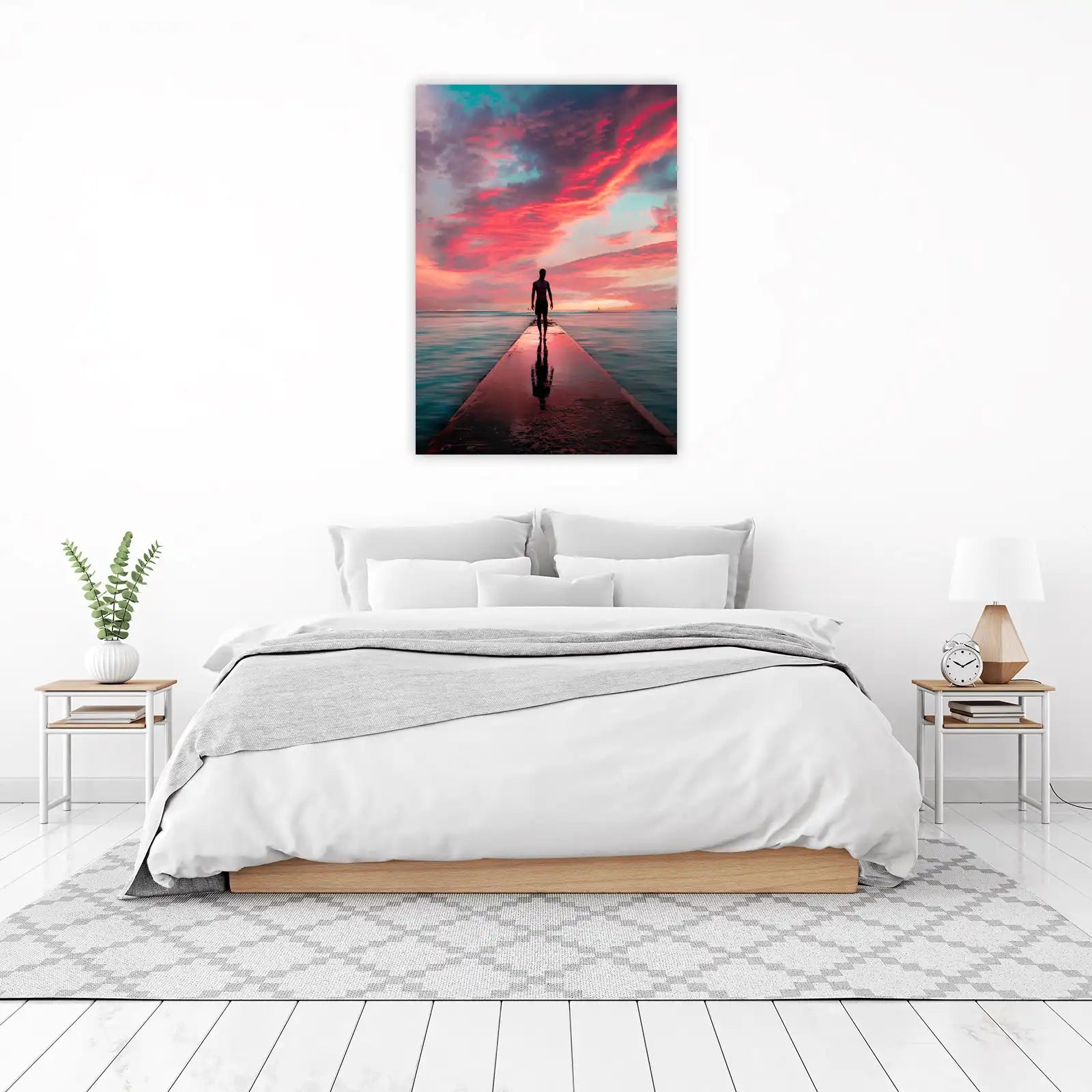 Man Walking into Sunset Wall Art