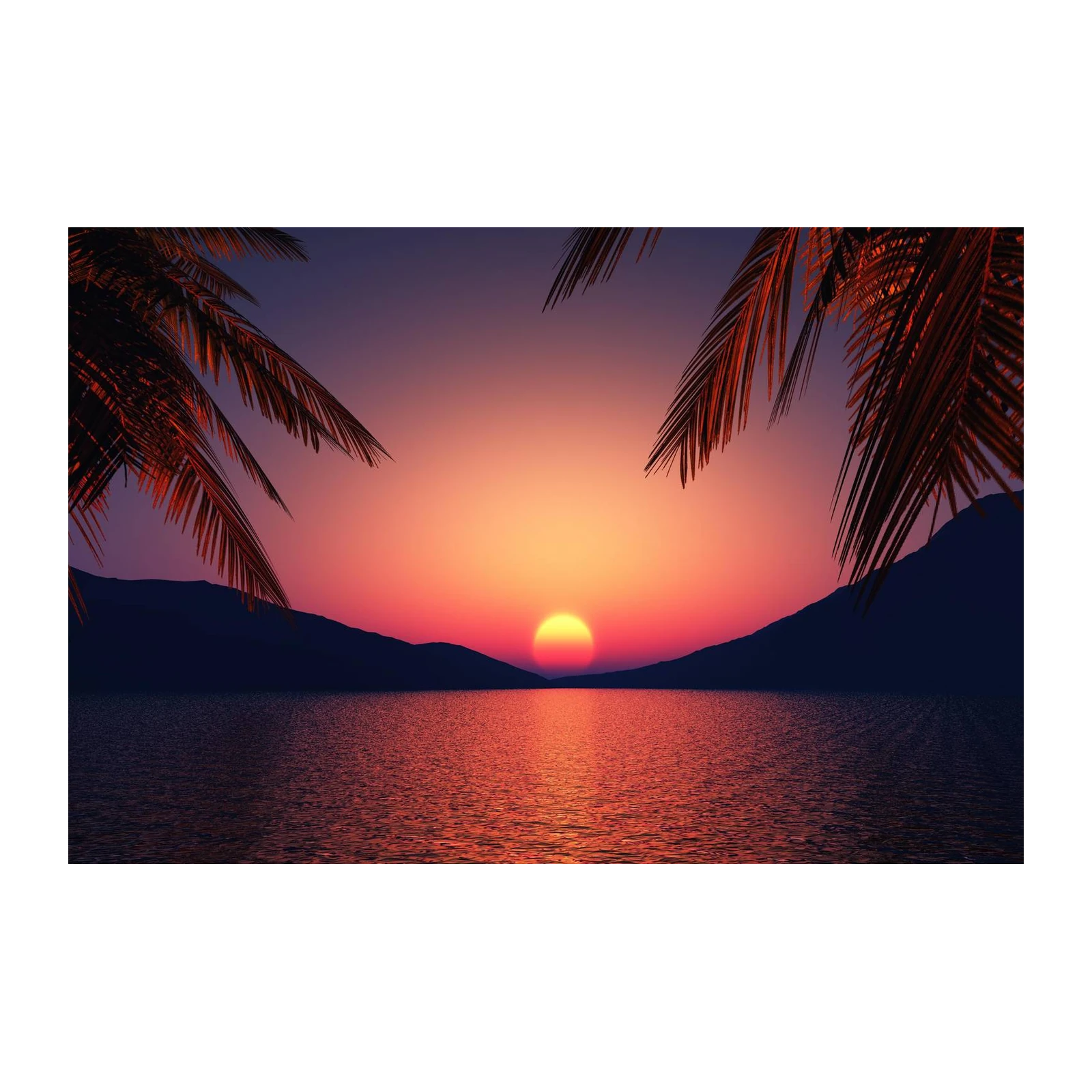 Tropical Sunset Serenity Palm Trees Wall Art