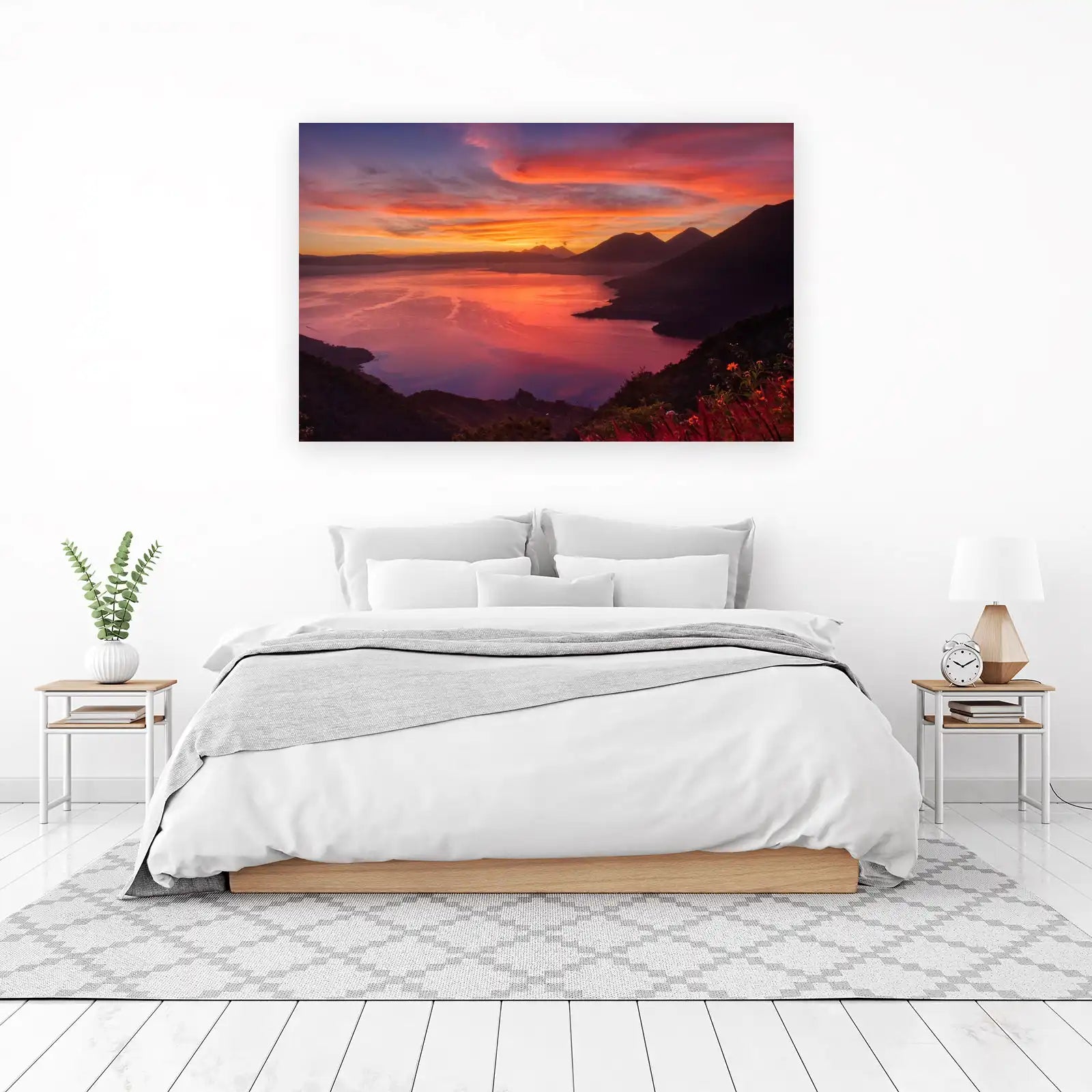 Vibrant Sunset Lake Mountain Wall Art