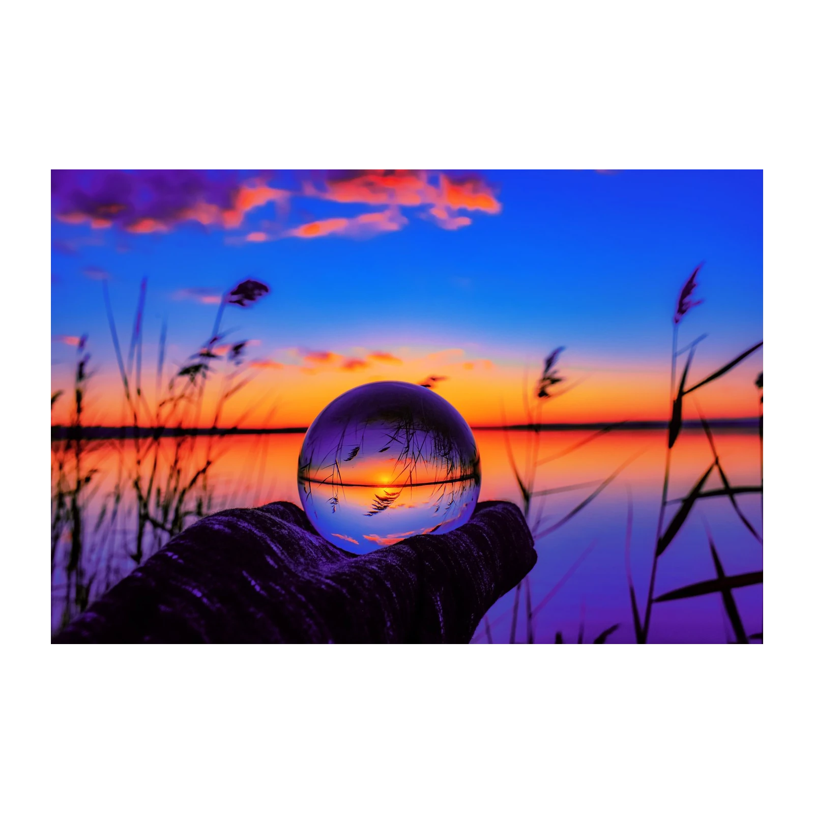 Sunset Reflection Glass Ball Wall Art