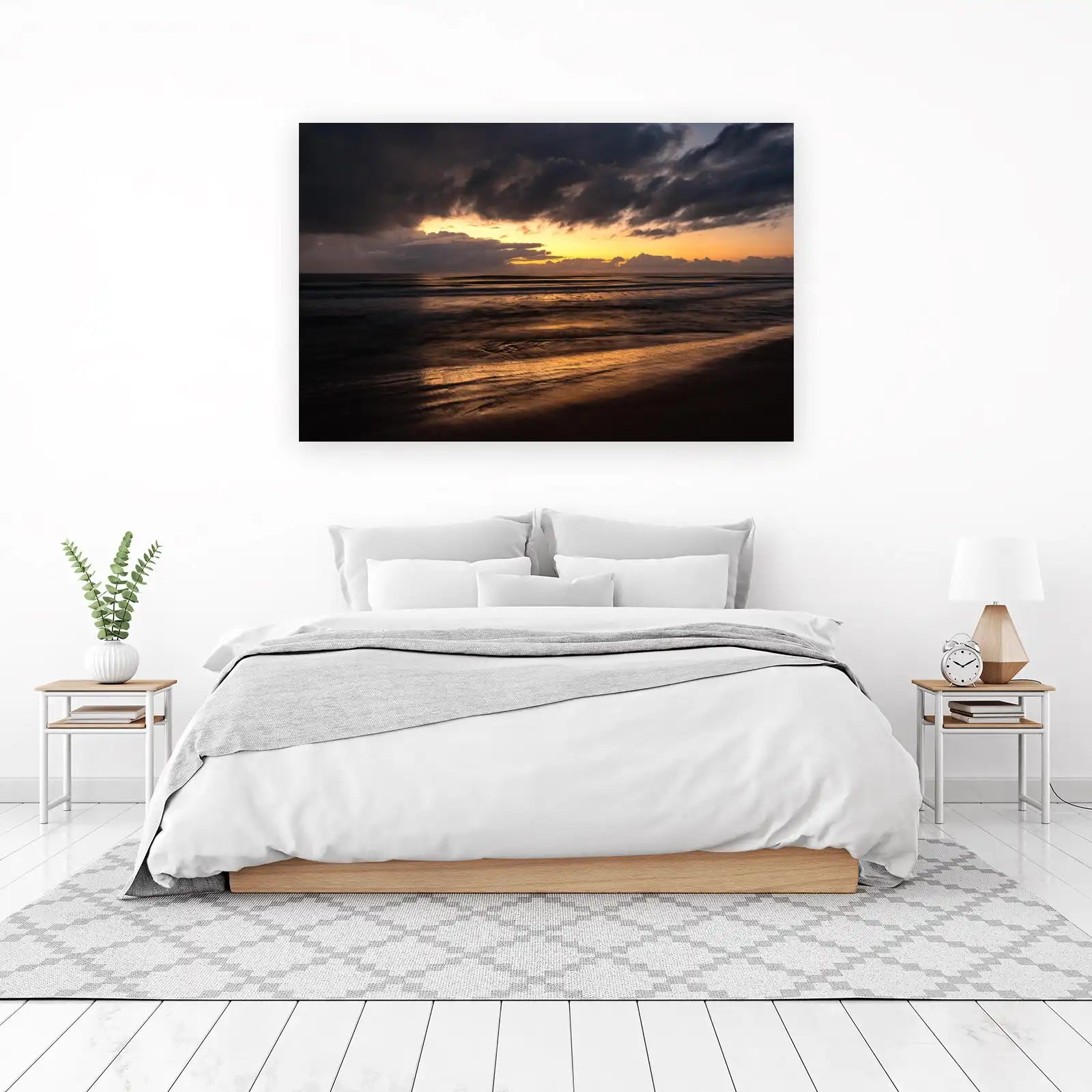 Dramatic Sunset Ocean Waves Wall Art