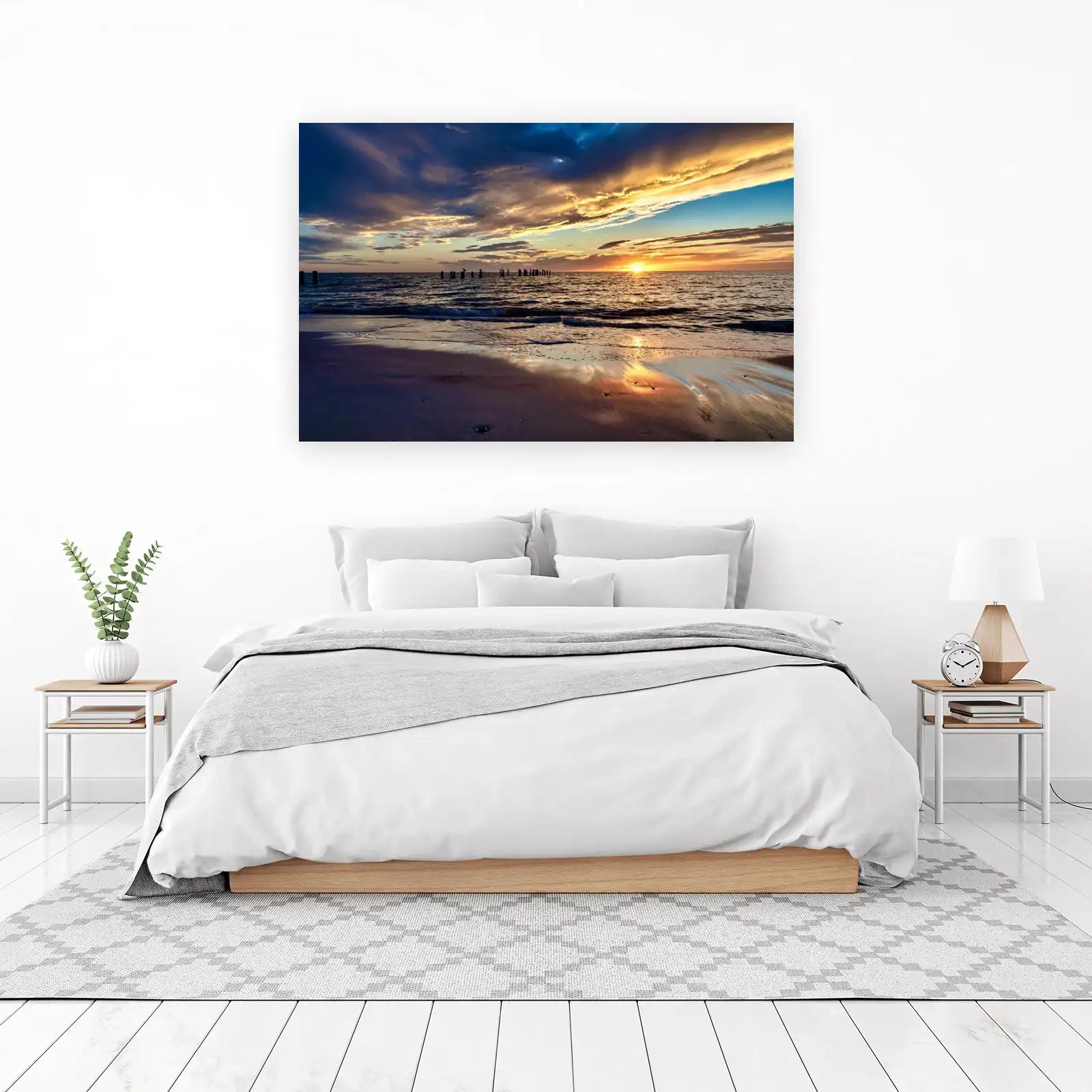 Sunset Serenity Beach Pier Wall Art