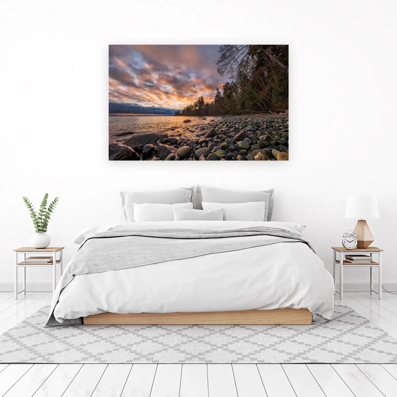Secluded Beach Sunset Landscape Wall Art