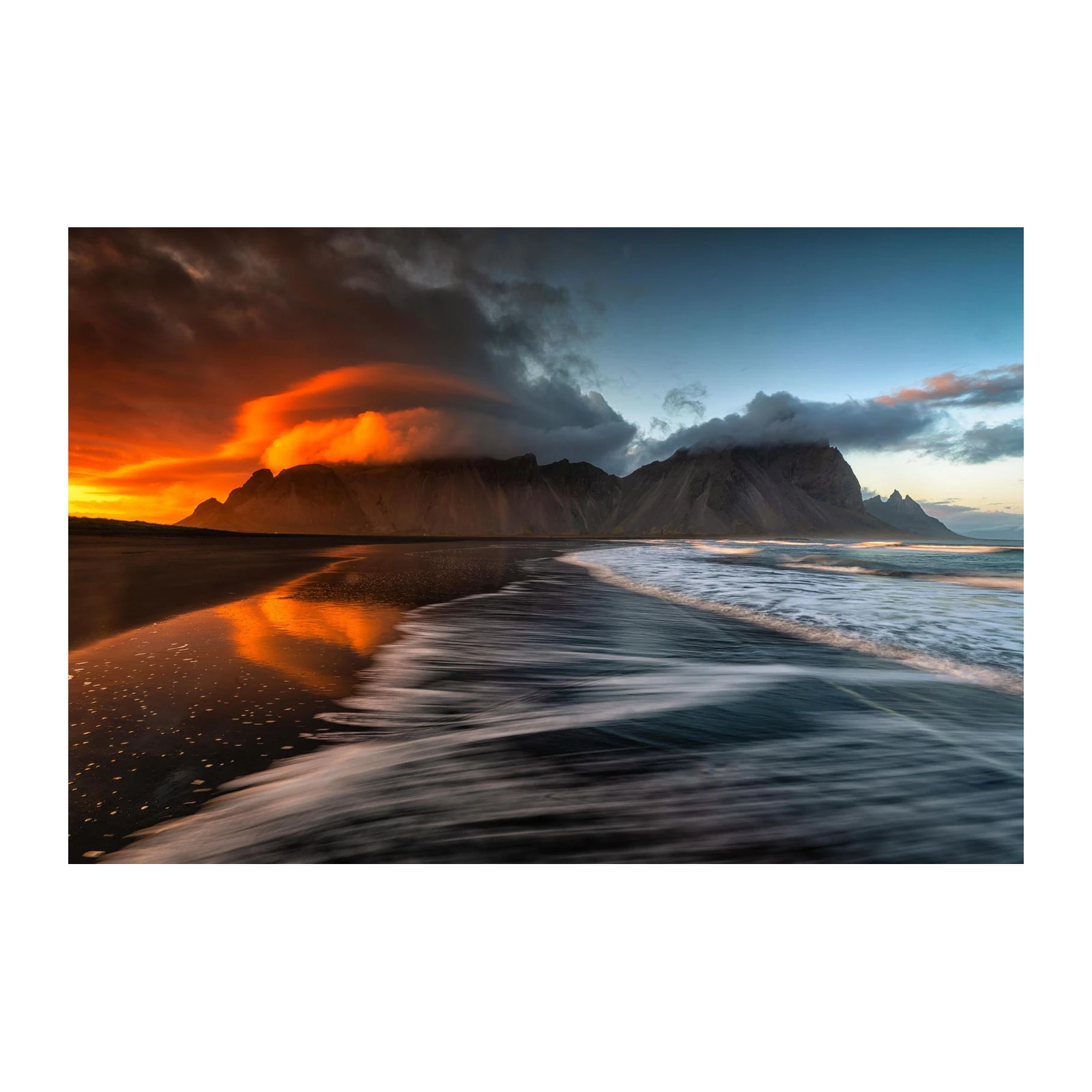 Dramatic Sunset Iceland Beach Wall Art