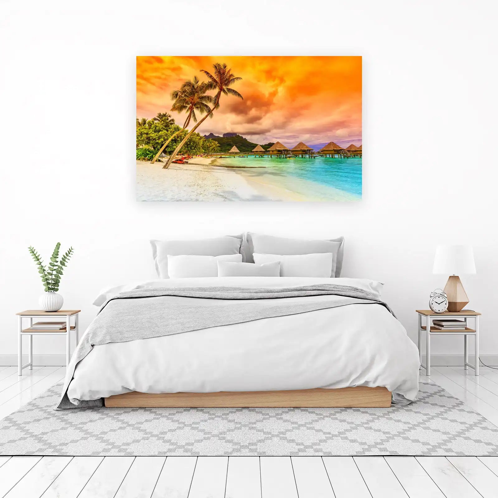 Bora Bora Sunset Overwater Bungalows Wall Art