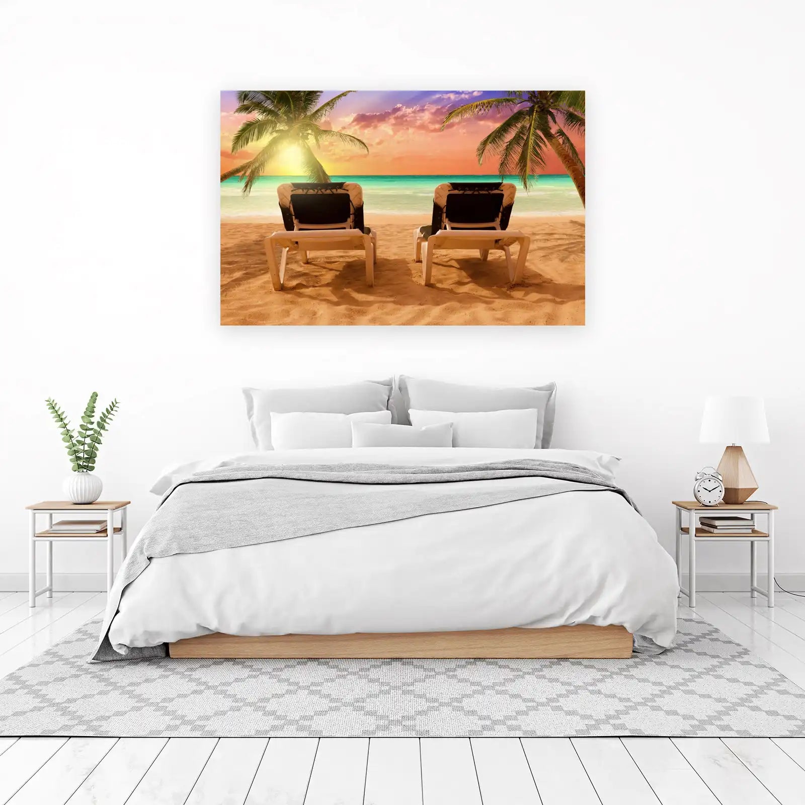 Tropical Sunset Beach Chairs Wall Art