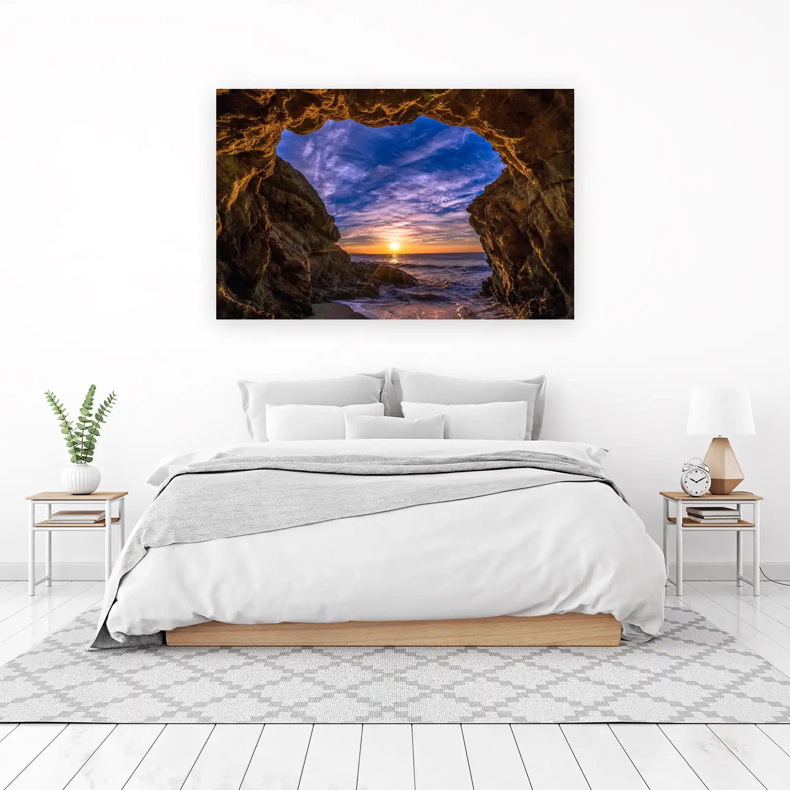 Ocean Cave Sunset Serenity Wall Art