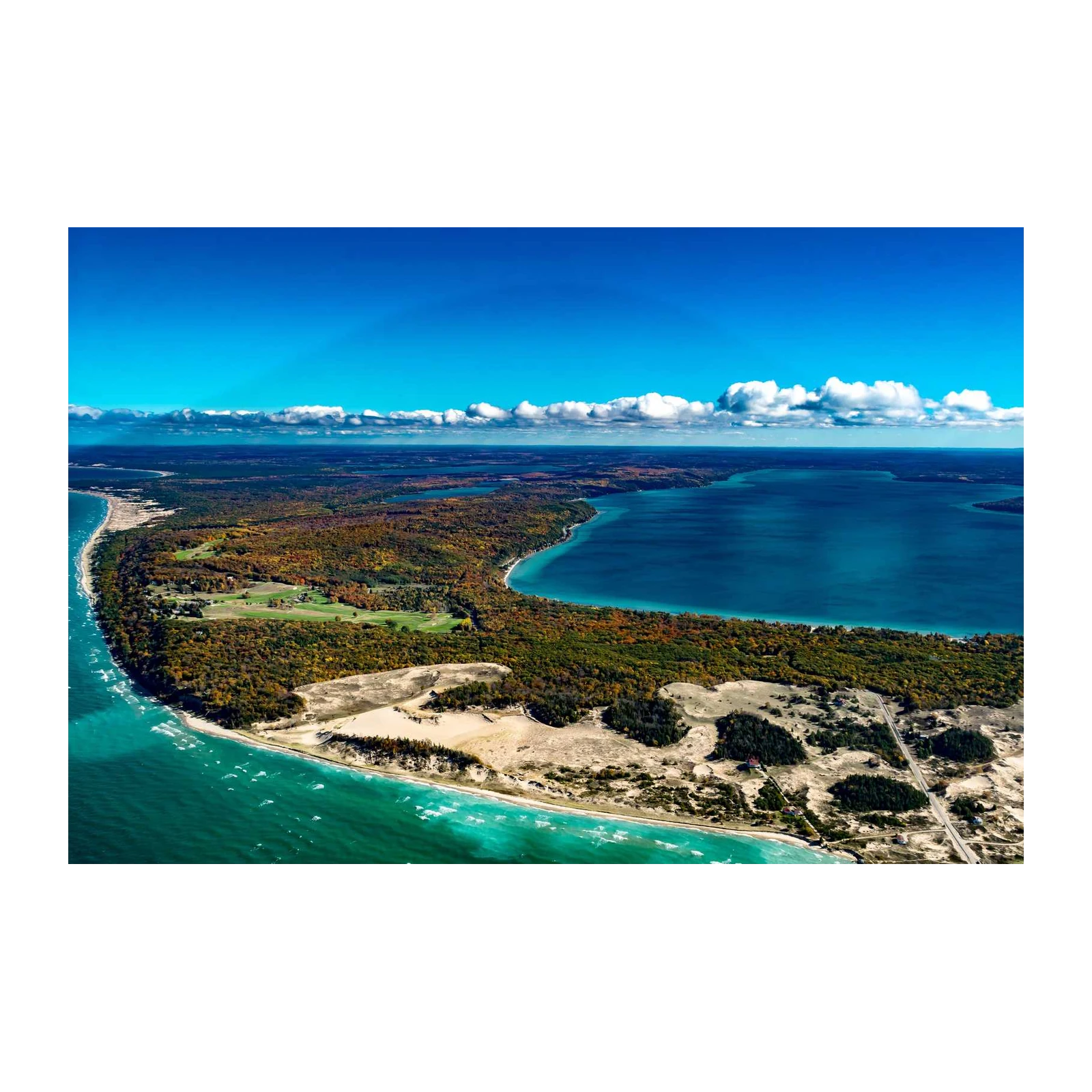 Autumn Lakefront Aerial View Wall Art