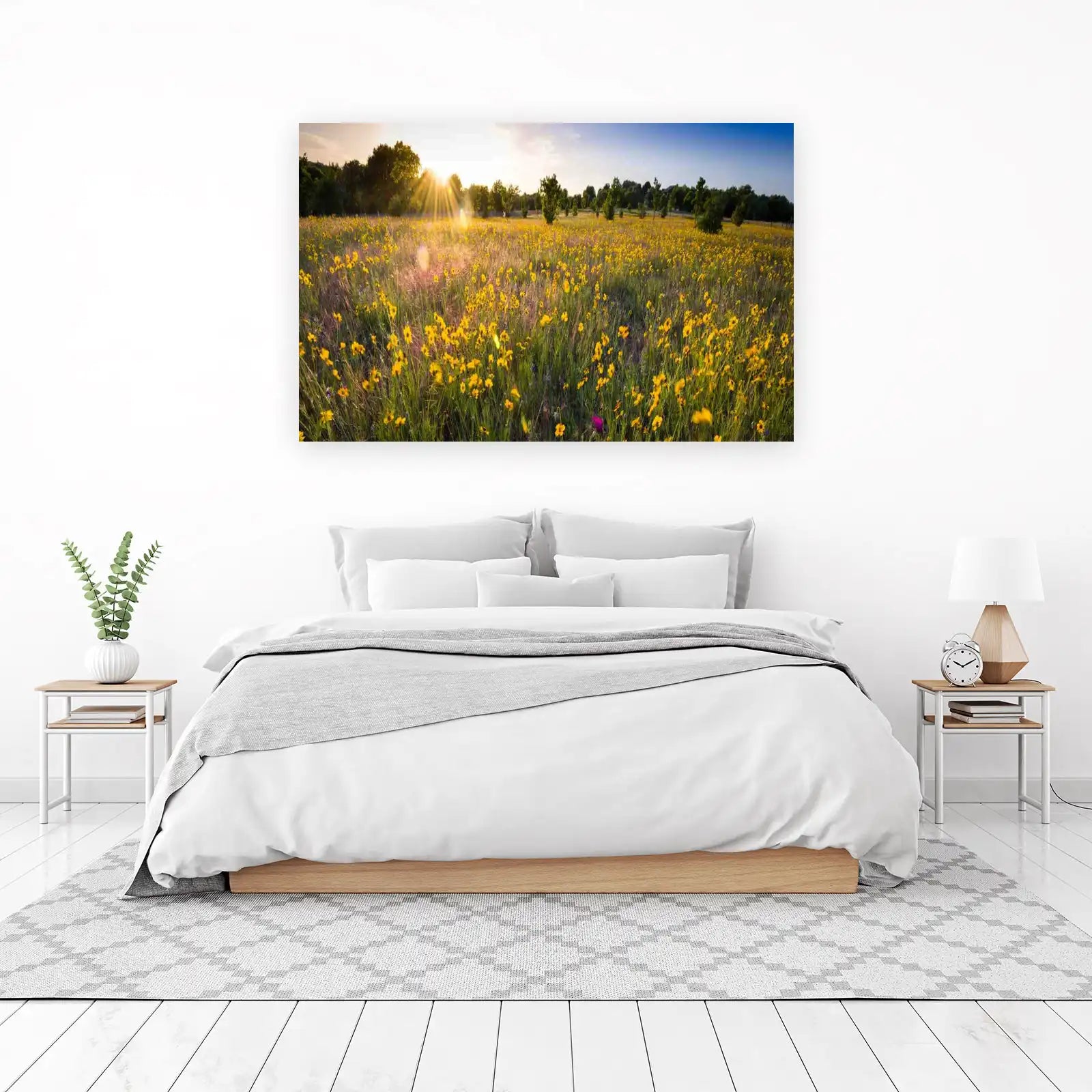 Golden Meadow Sunrise Landscape Wall Art