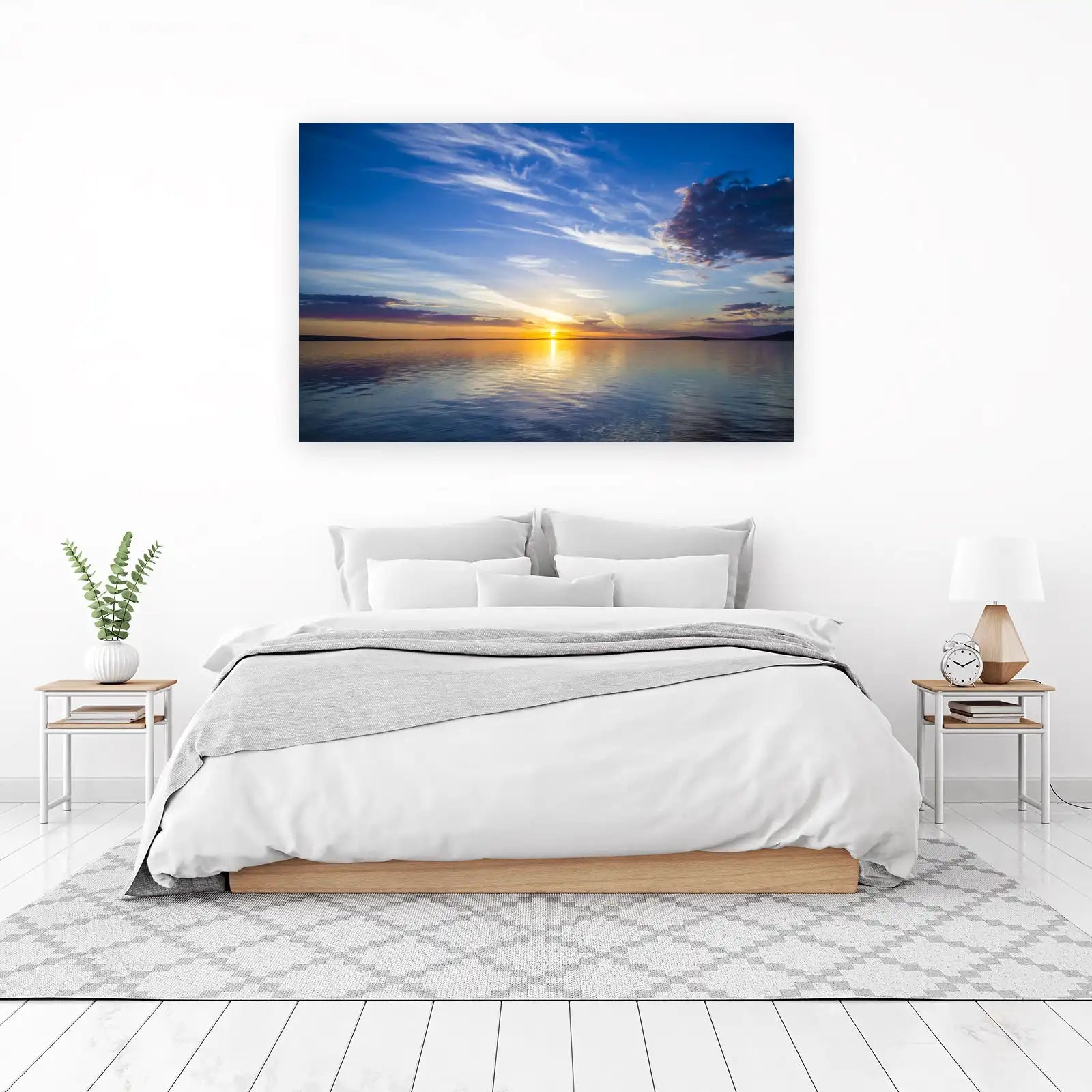 Serene Sunset Lake Landscape Wall Art