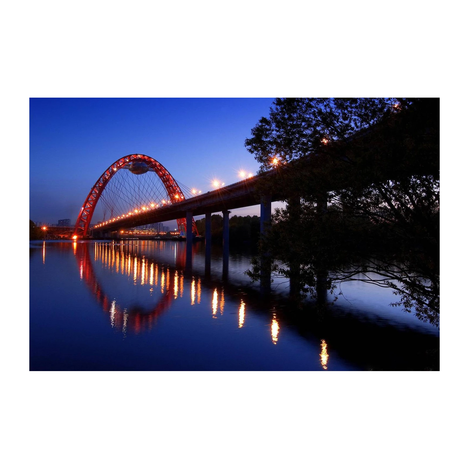 Crimson Arch Bridge Serenity Wall Art