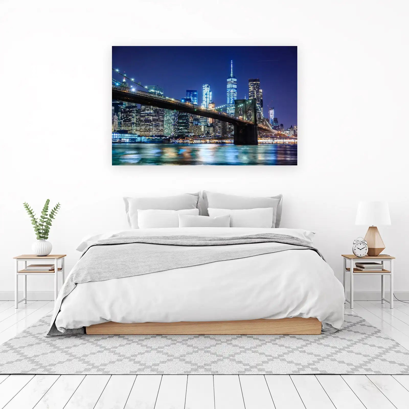 NYC Skyline Brooklyn Bridge Night Wall Art