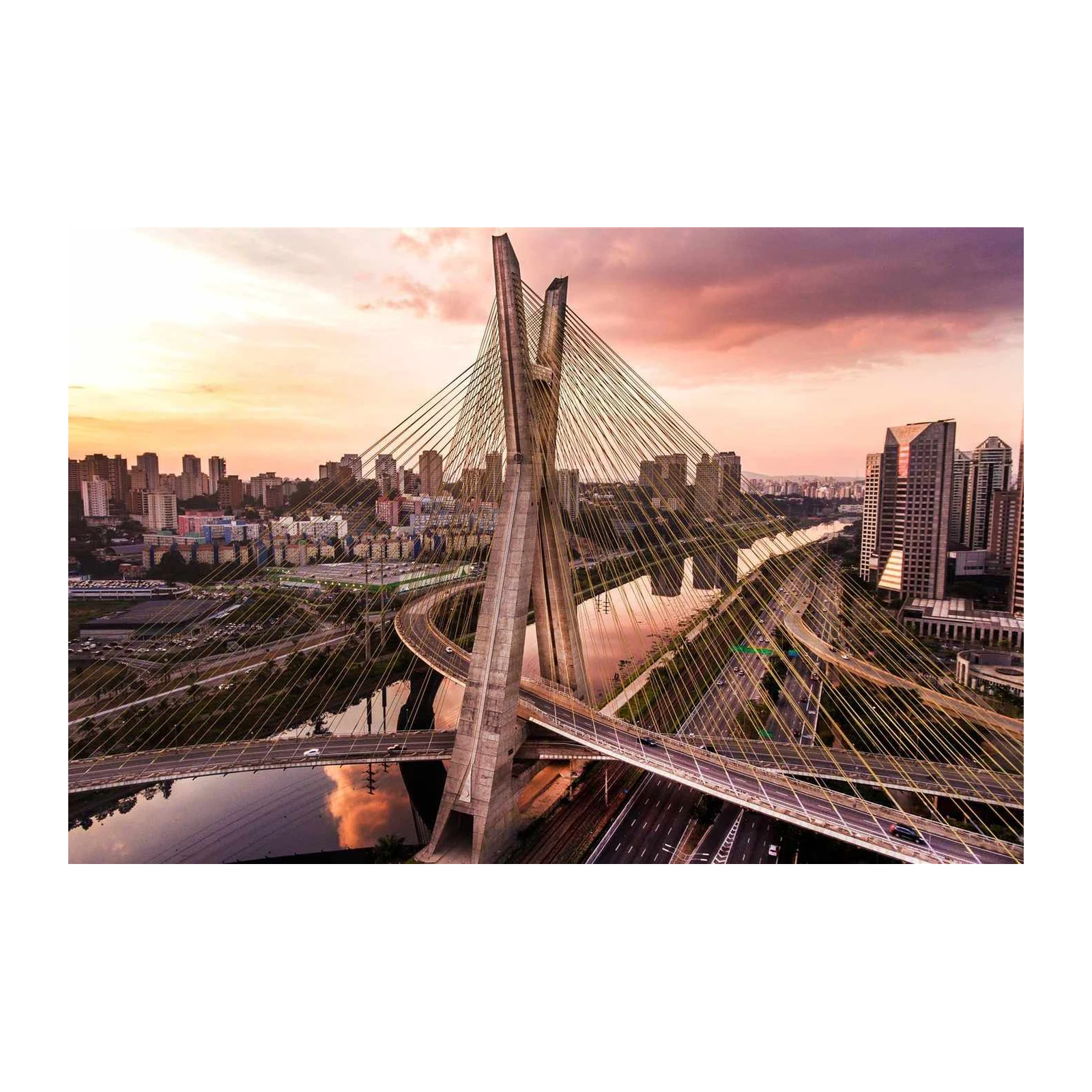Modern Cityscape Cable Bridge Wall Art