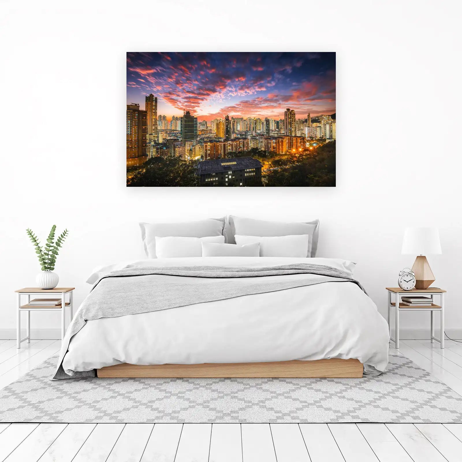 Vibrant Cityscape Sunset Wall Art