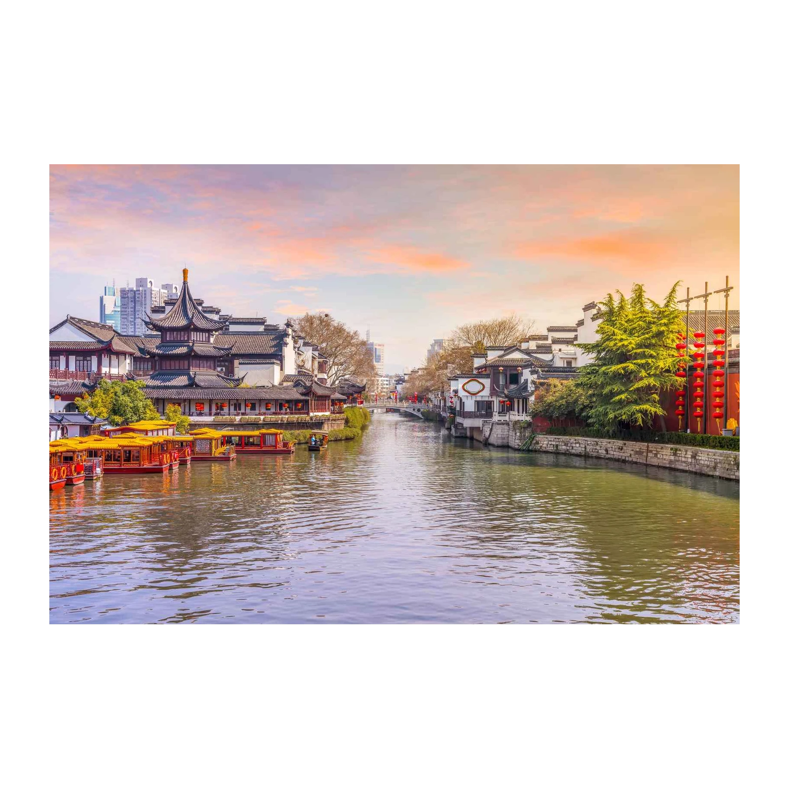 Tranquil River Cruise & Pagodas Wall Art