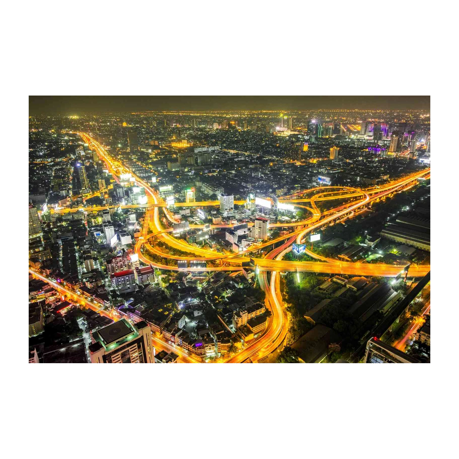 Cityscape Traffic Flow Night Wall Art
