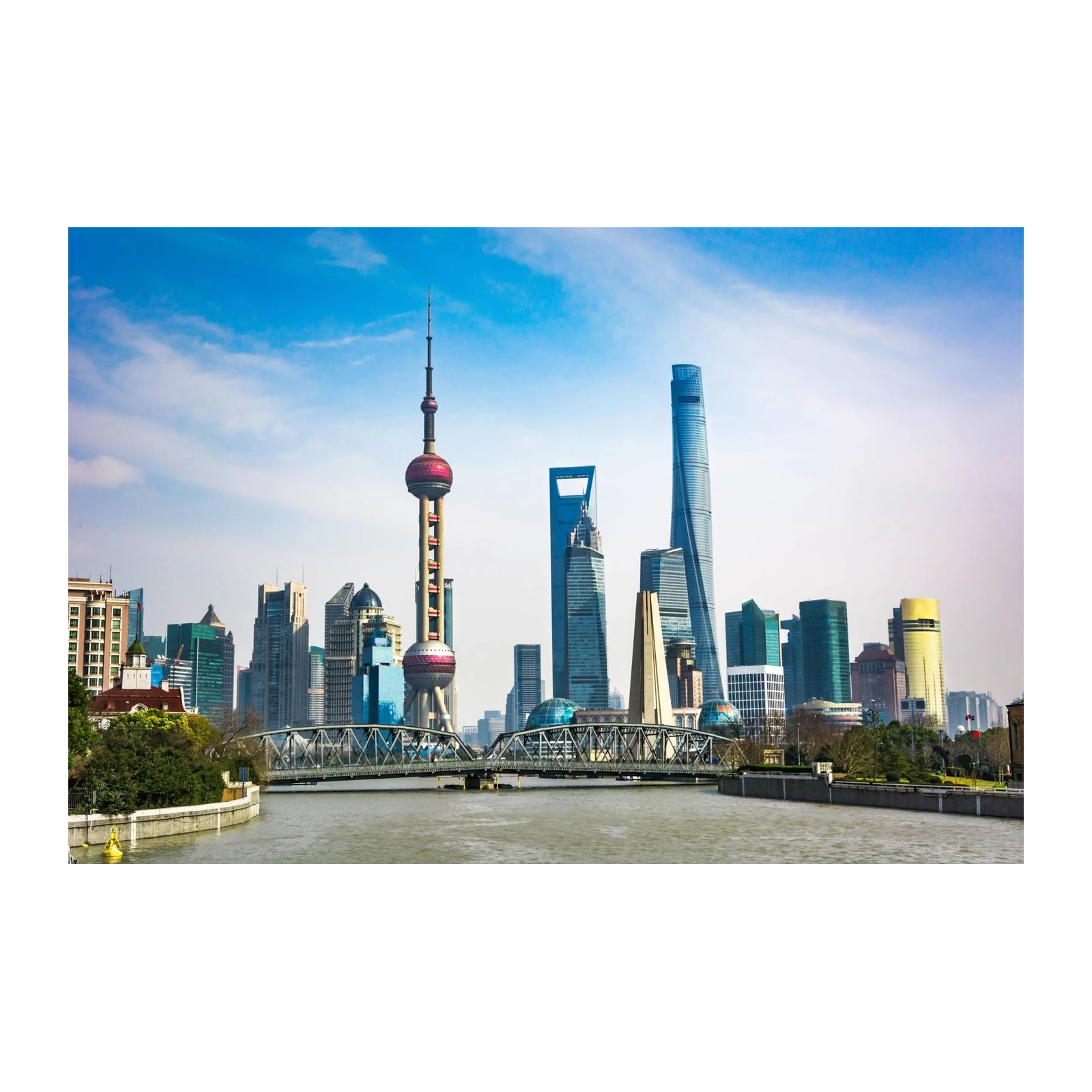 Shanghai Skyline Futuristic Cityscape Wall Art