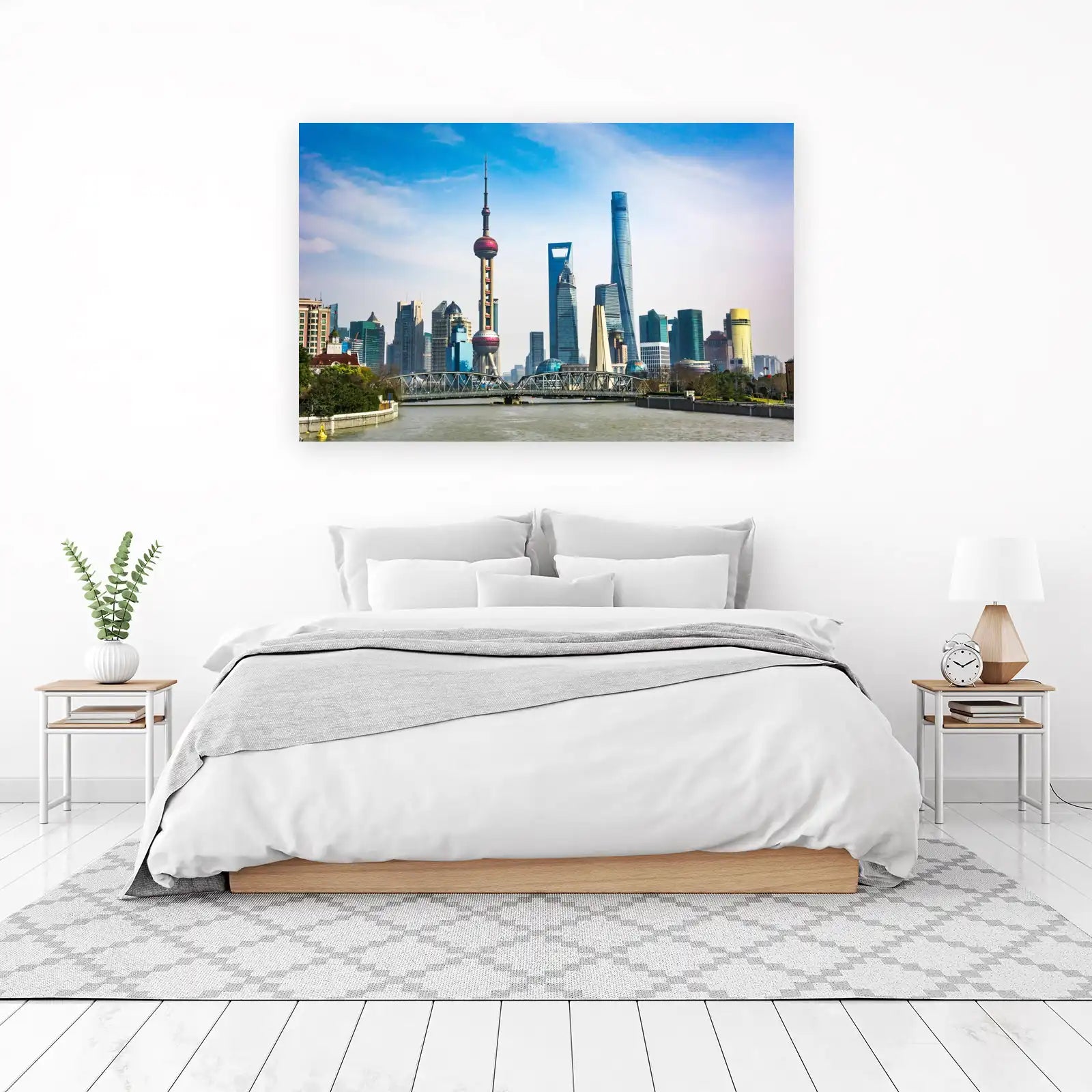 Shanghai Skyline Futuristic Cityscape Wall Art