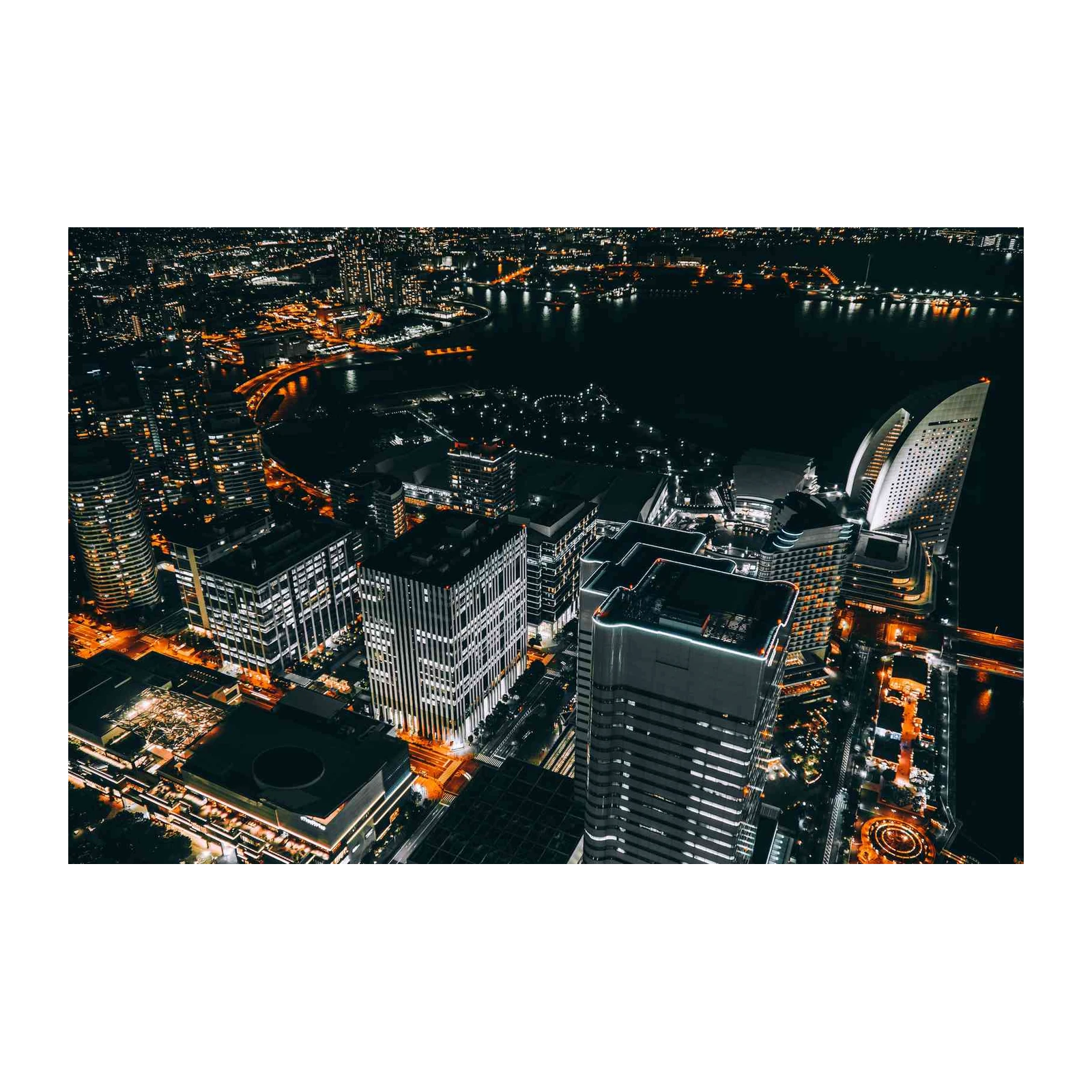 Modern Cityscape Night Aerial Wall Art