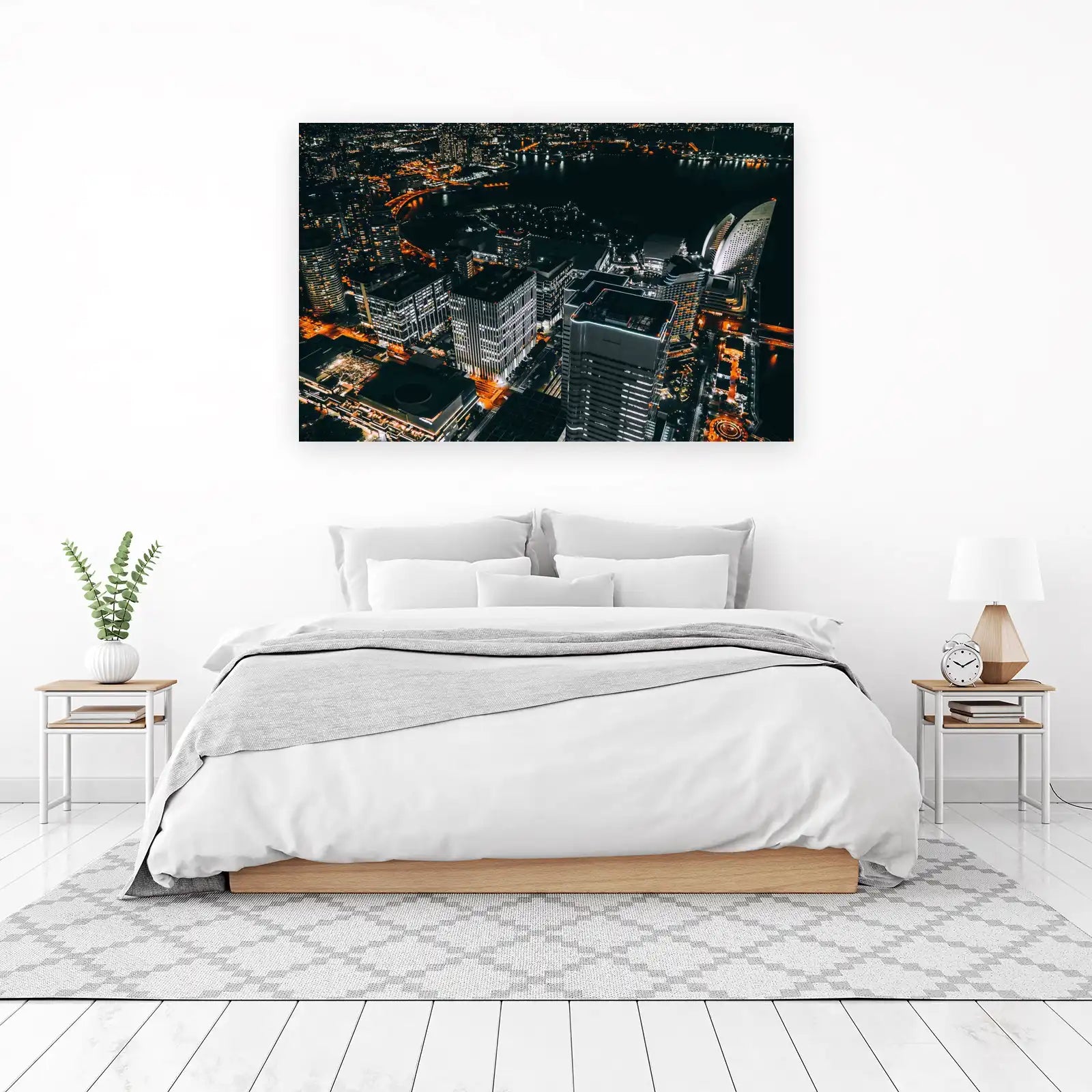 Modern Cityscape Night Aerial Wall Art