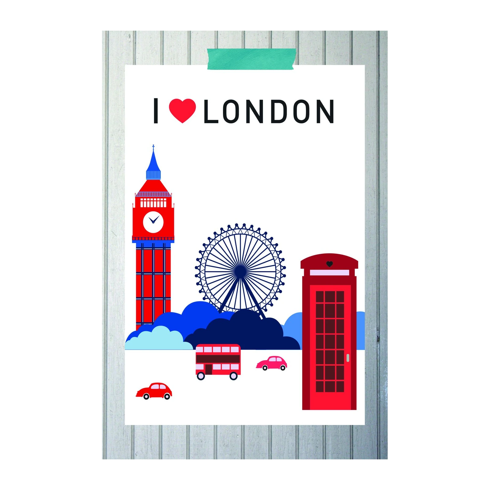I Love London Iconic Landmarks Wall Art