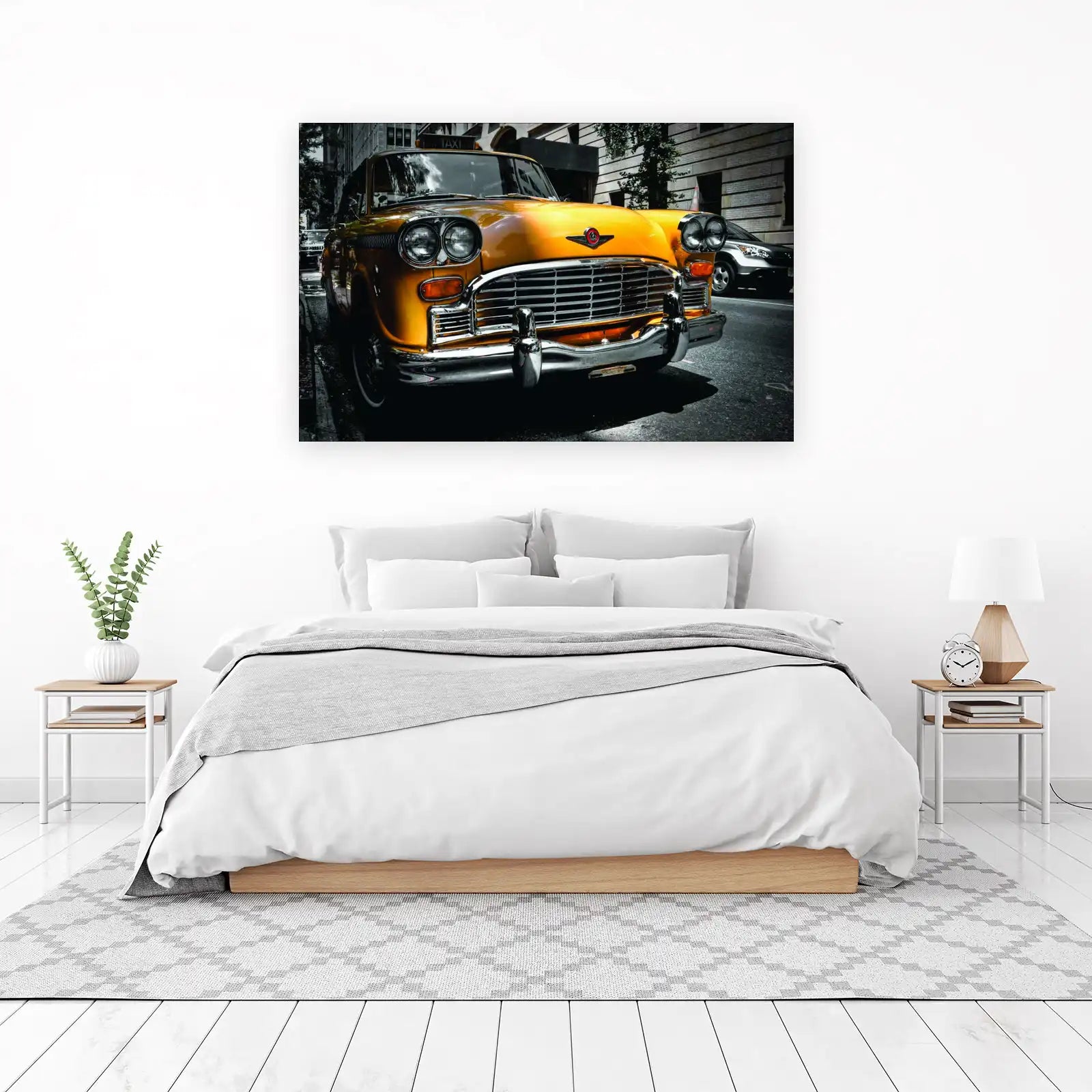 Iconic Yellow Taxi Retro Car Wall Art