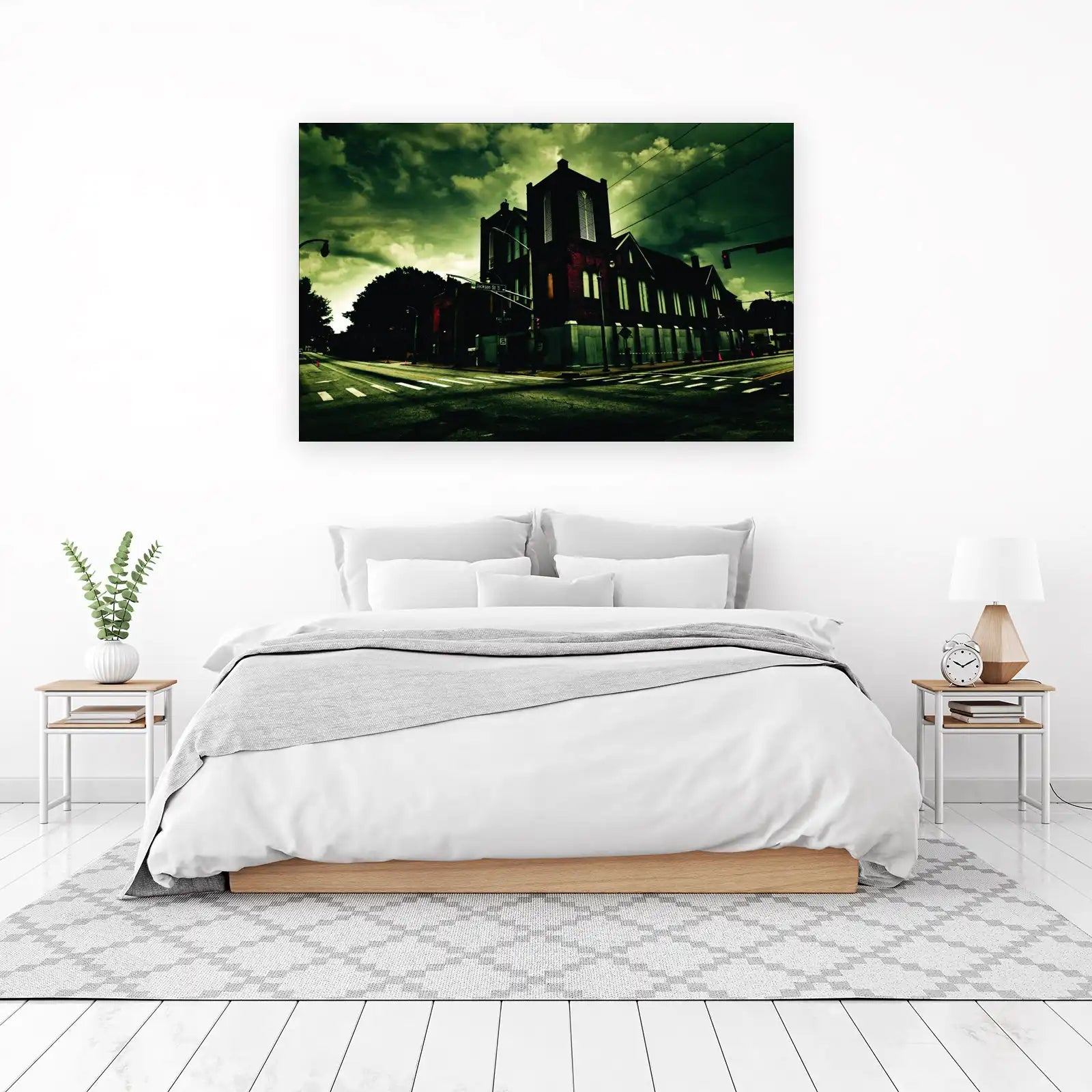Moody Urban Church Street Scene Wall Art