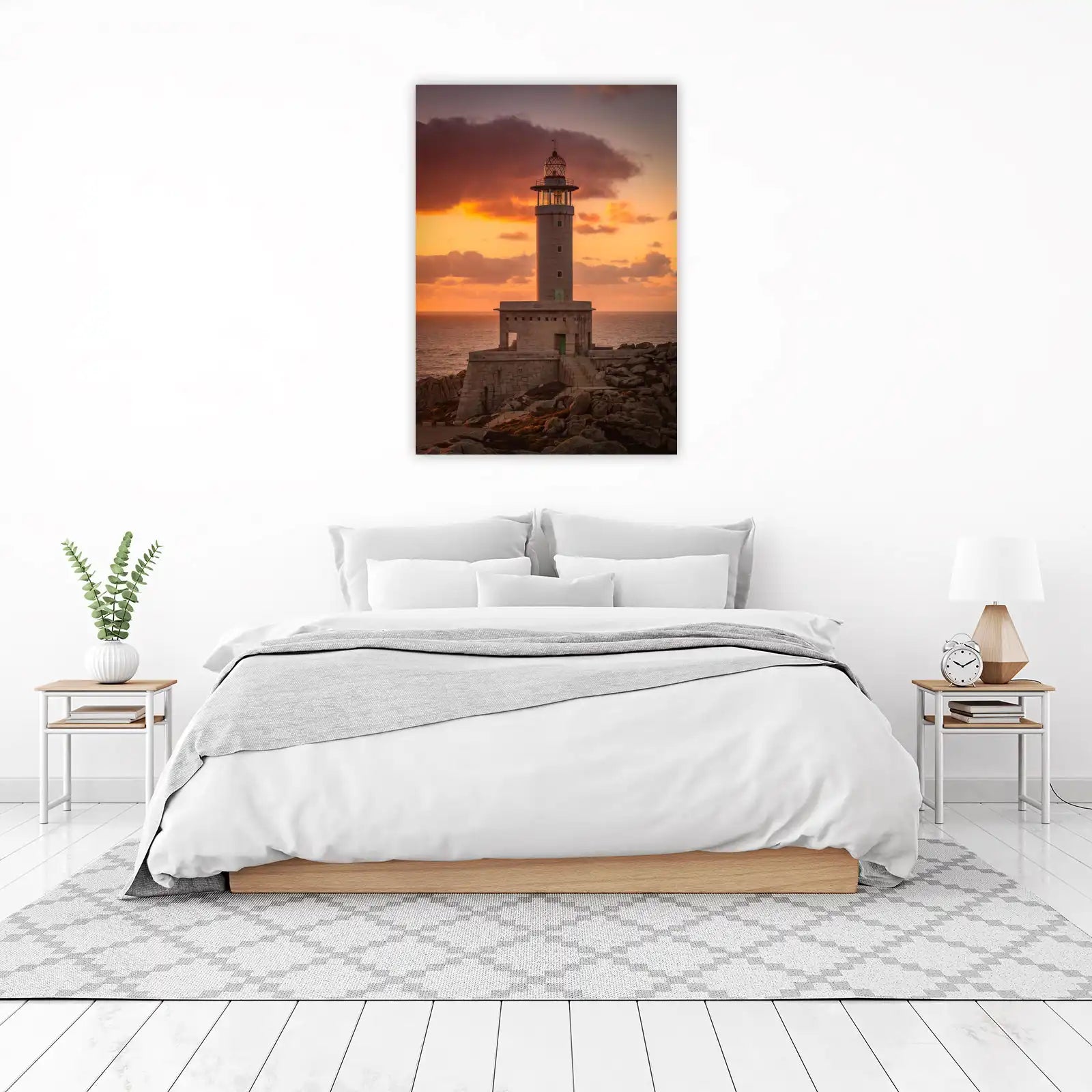 Serene Lighthouse Sunset Wall Art - Coastal Wall Art