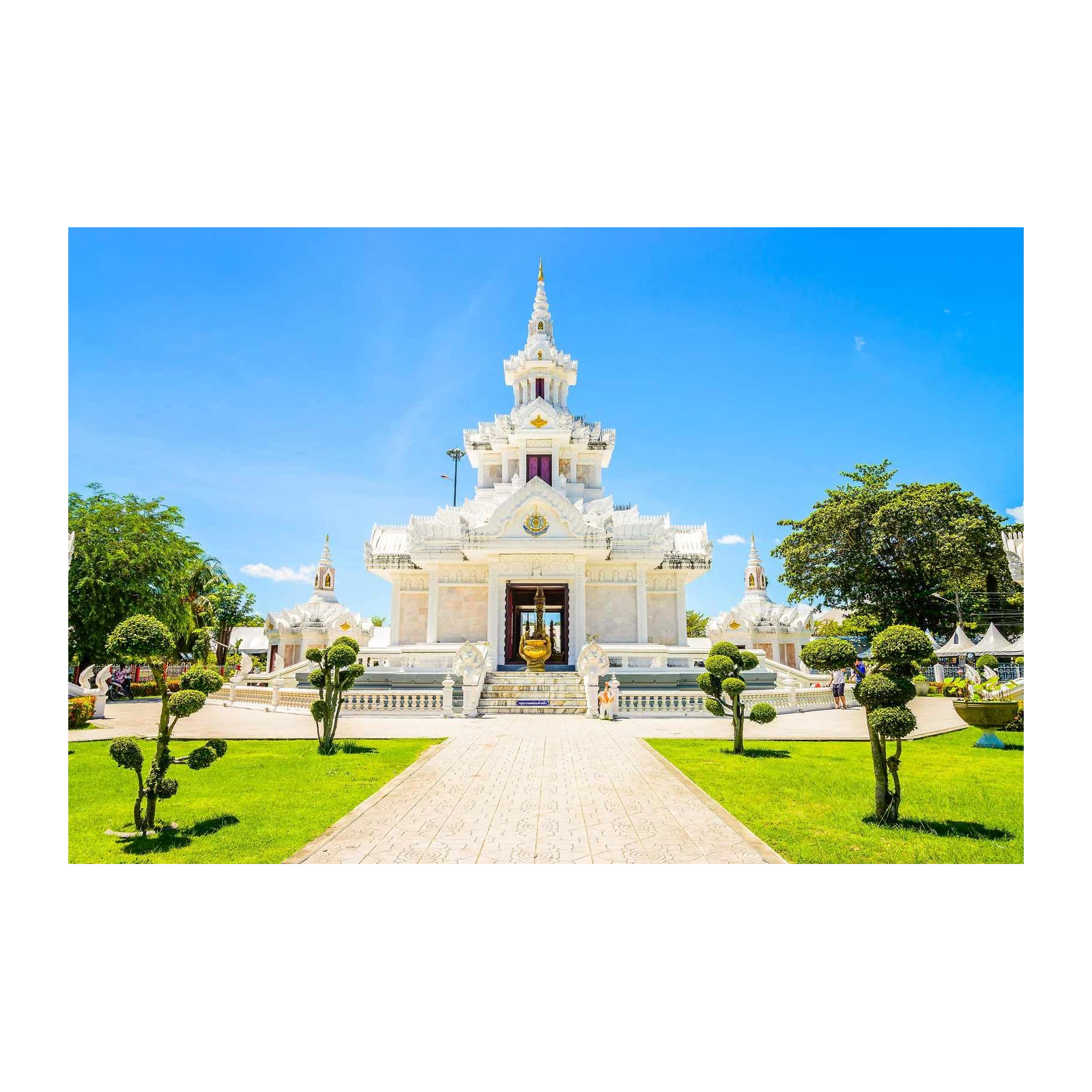 Serene White Temple Landscape Wall Art