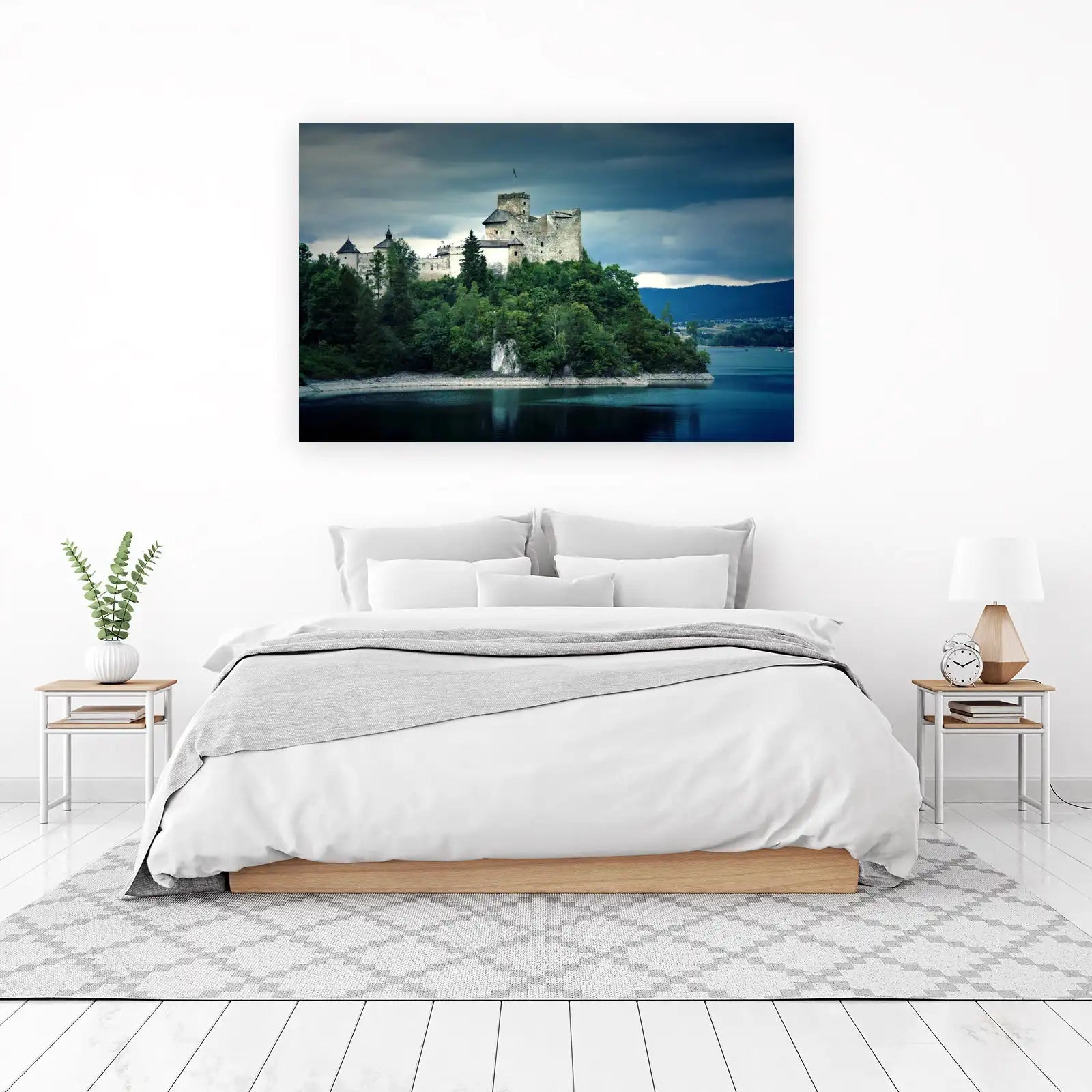 Majestic Castle Lakeside Landscape Wall Art