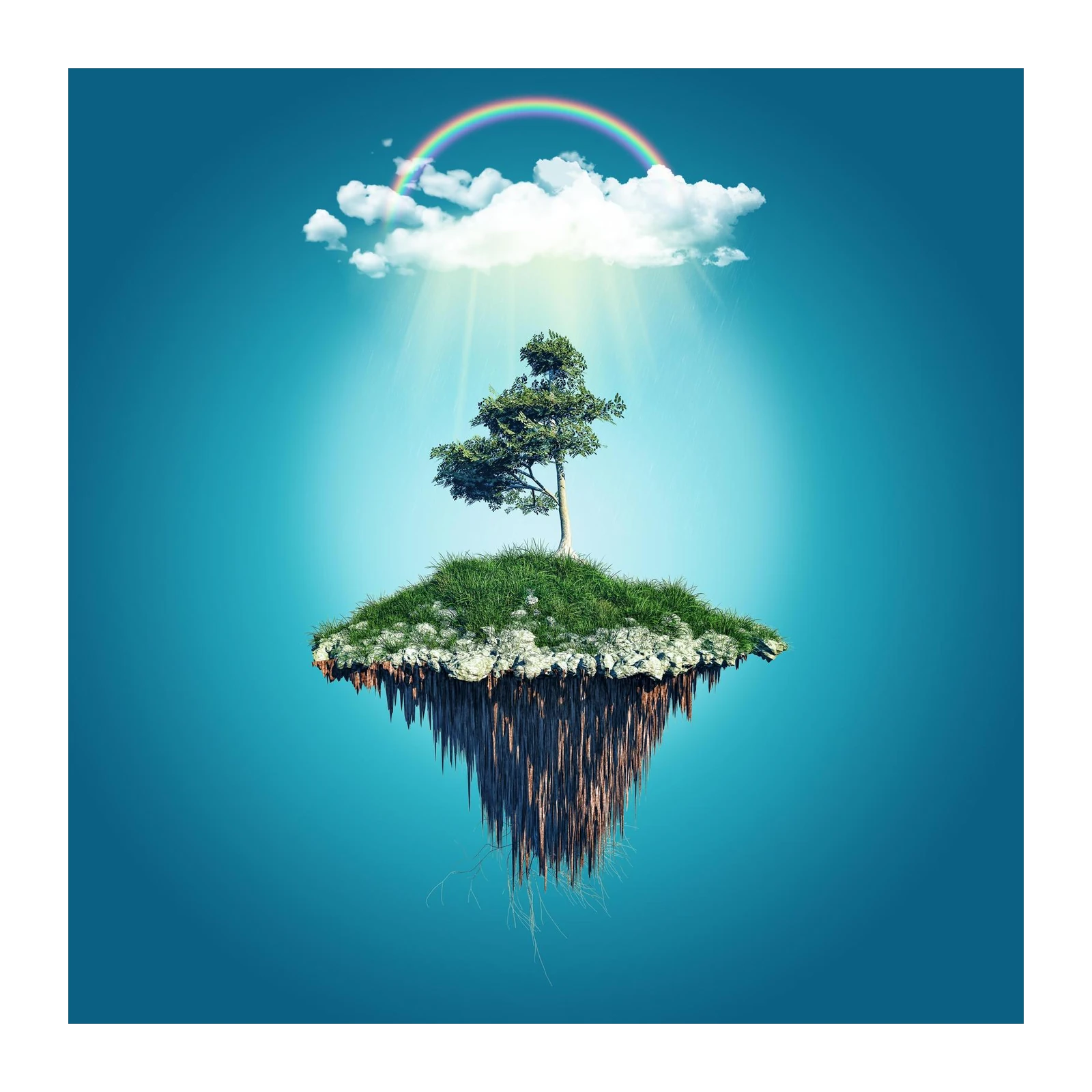 Floating Island Rainbow Tree Wall Art