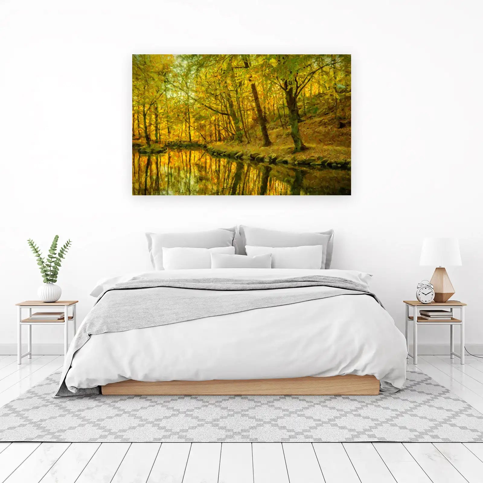Golden Forest Reflection Wall Art