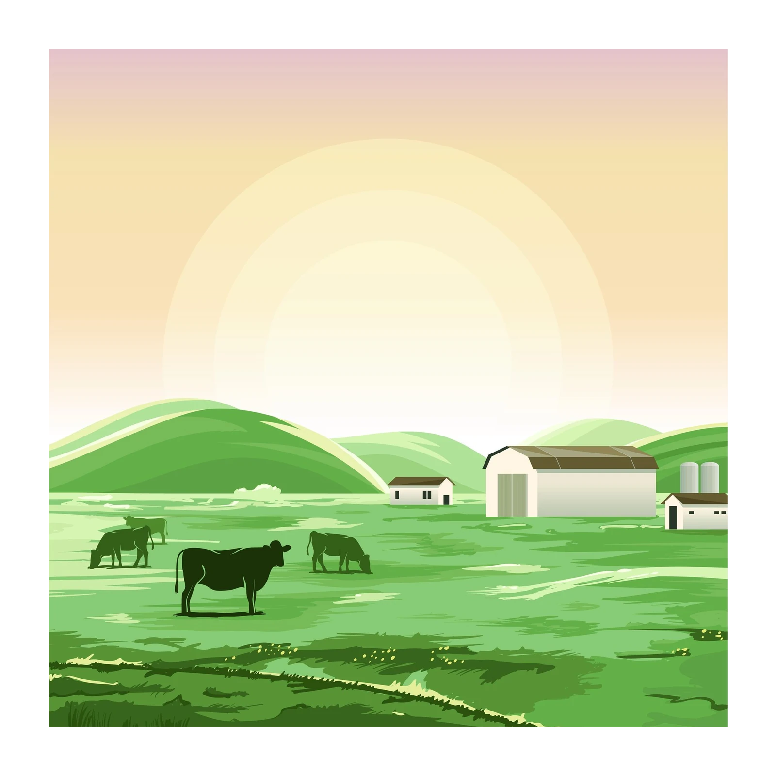 Serene Farm Landscape Wall Art